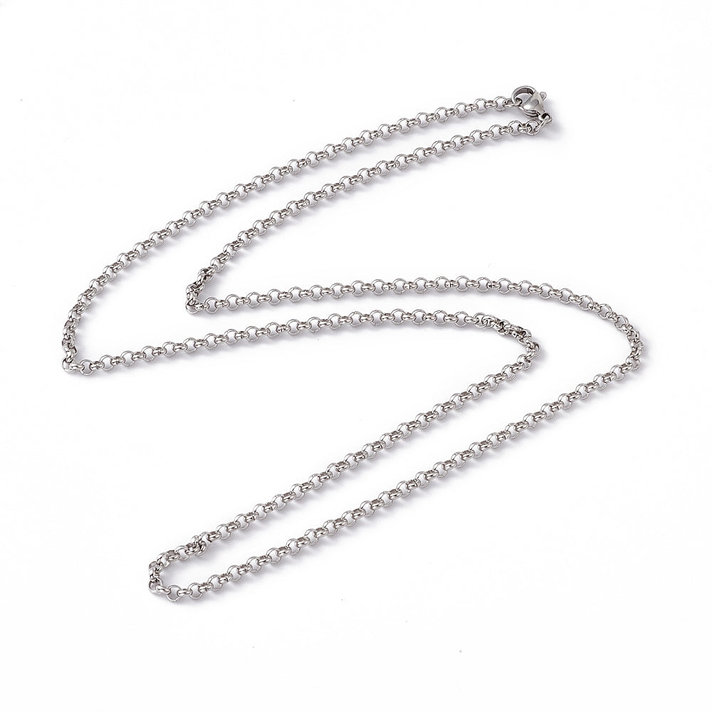 Rolo Chain Necklace (Med Links) Plated Stainless 23