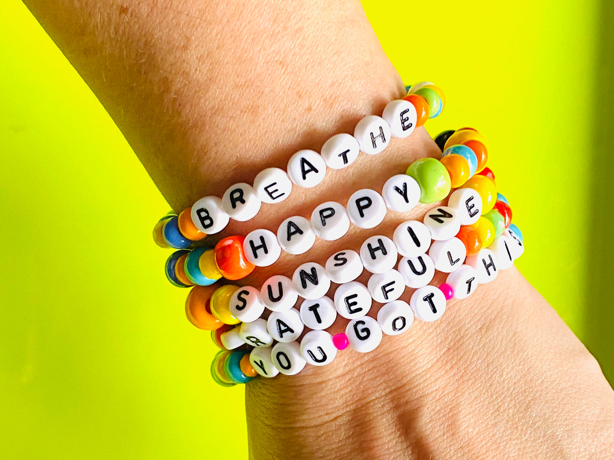 Rainbow gemstone bracelet making kit, DIY craft project for adults