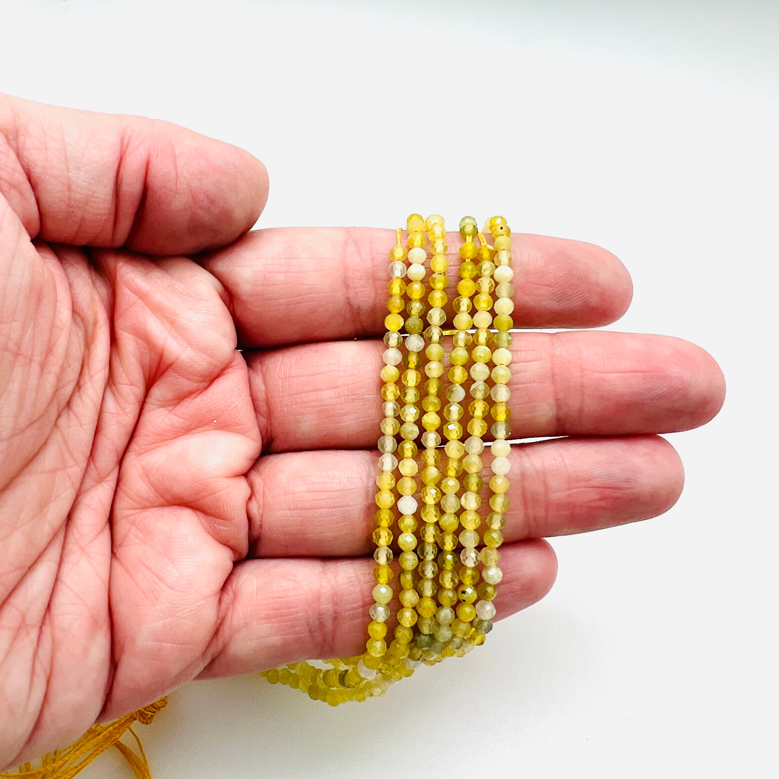 Olivine Jade Faceted Rounds - 3mm