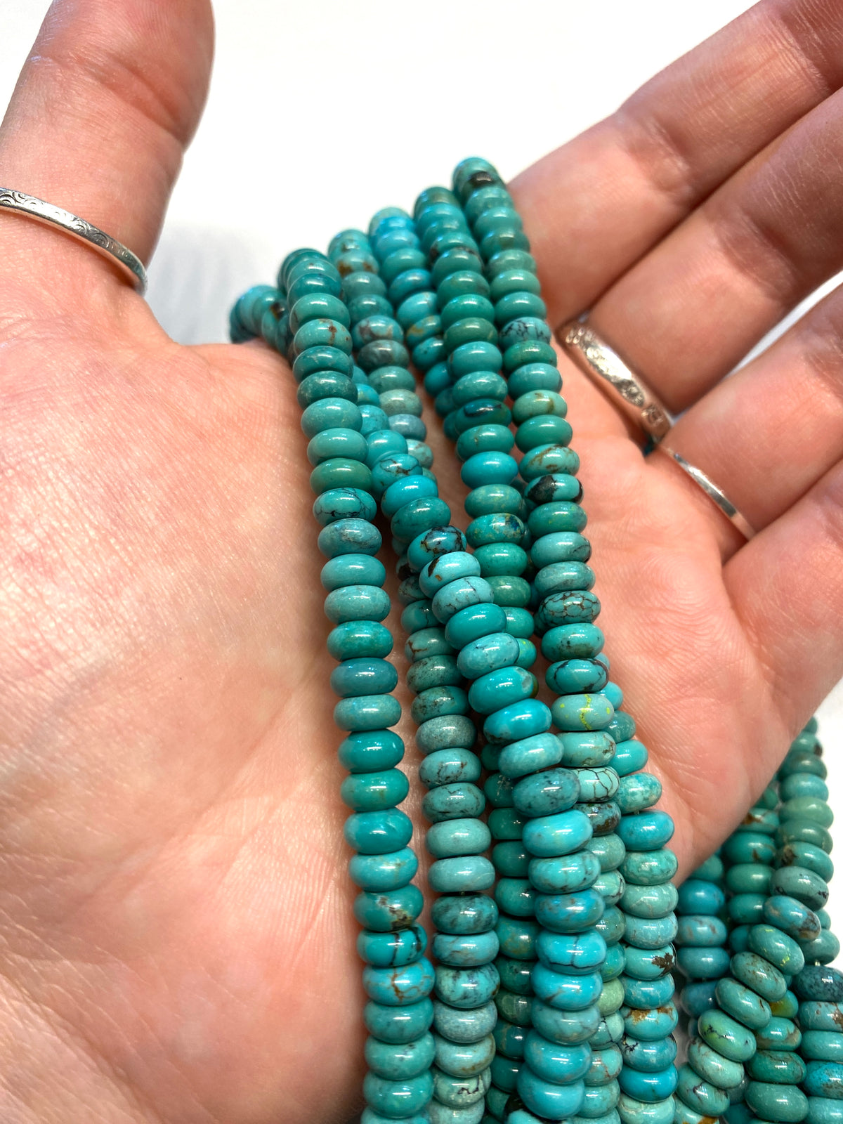 Natural Turquoise Rondelles (A Grade) - 6x3mm