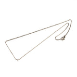 stainless steel fine flat cable chain necklace with lobster claw clasp on a white background. 