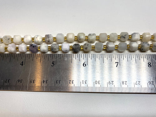 White Opal Faceted Cubes 6mm