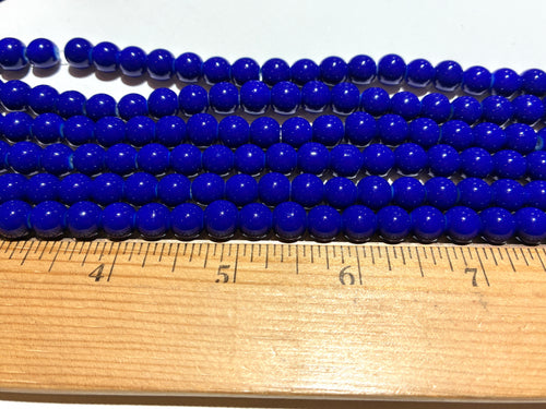 8mm Round Glass Beads - Royal Blue