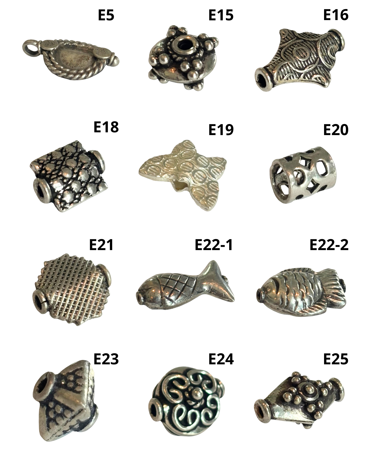 Bali Silver: Shaped Beads (pack)