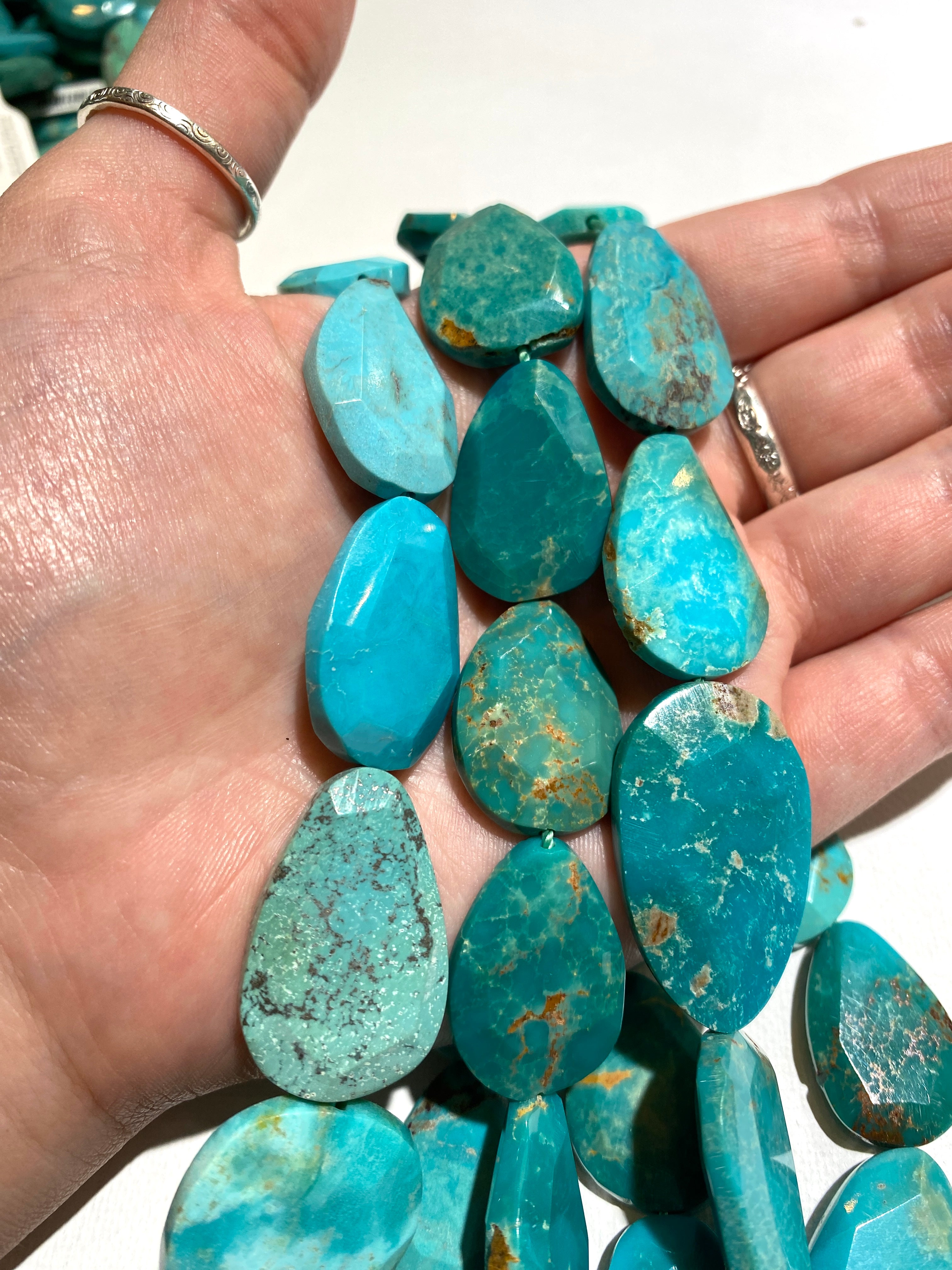 Natural Turquoise Faceted Teardrops