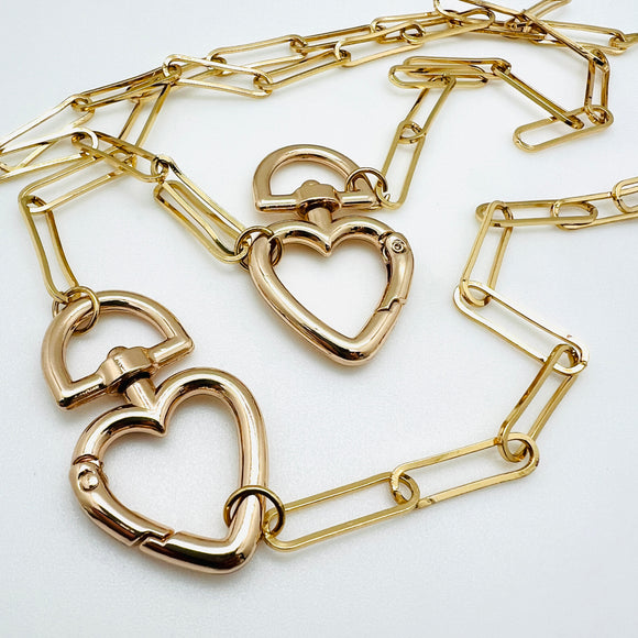 Brass Heart Clasp Necklace - 18