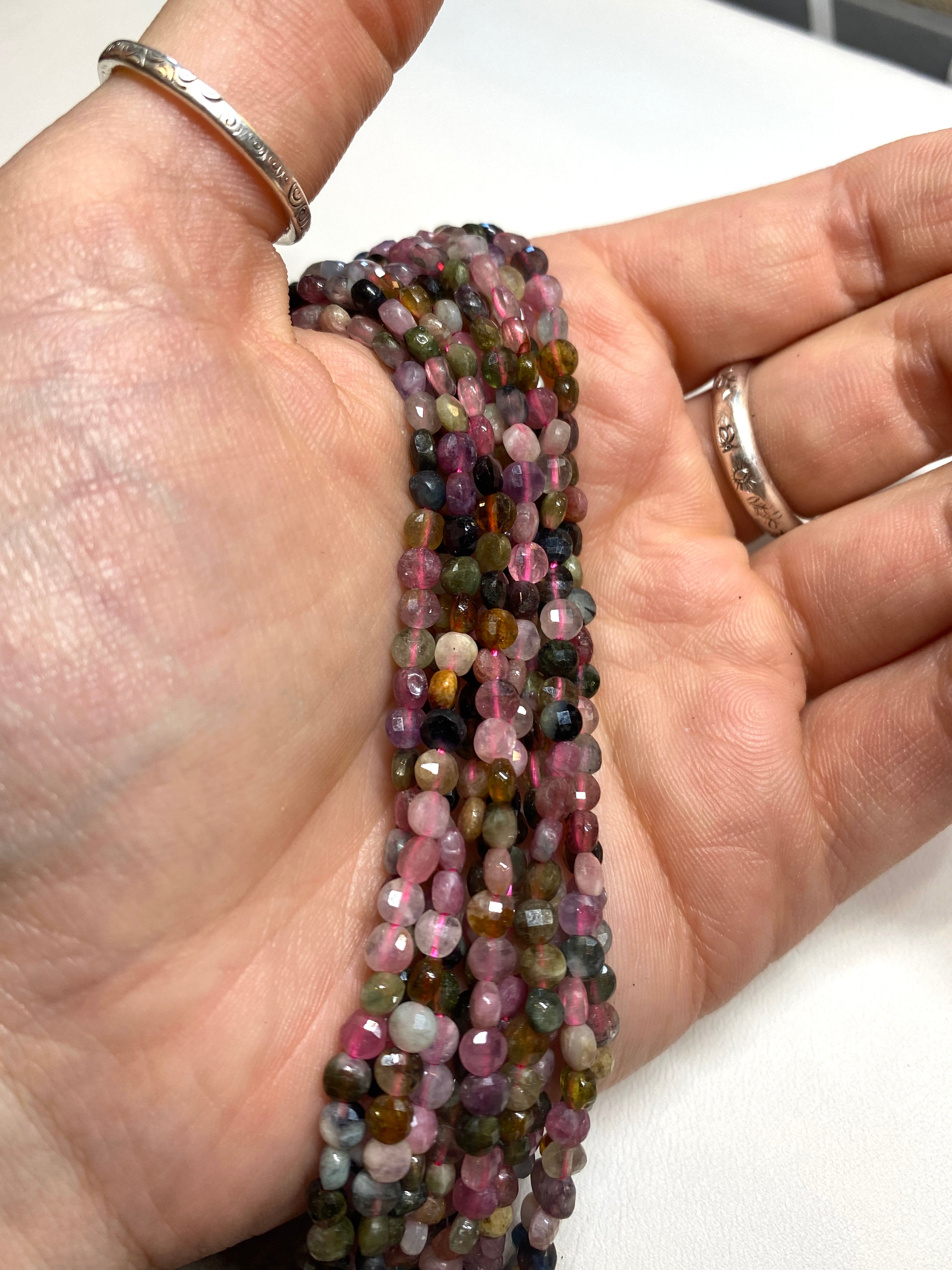 Tourmaline Faceted Coins 4mm