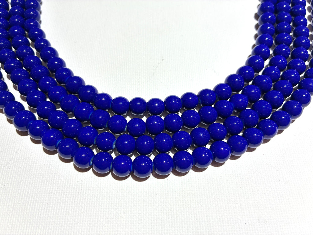 8mm Round Glass Beads - Royal Blue