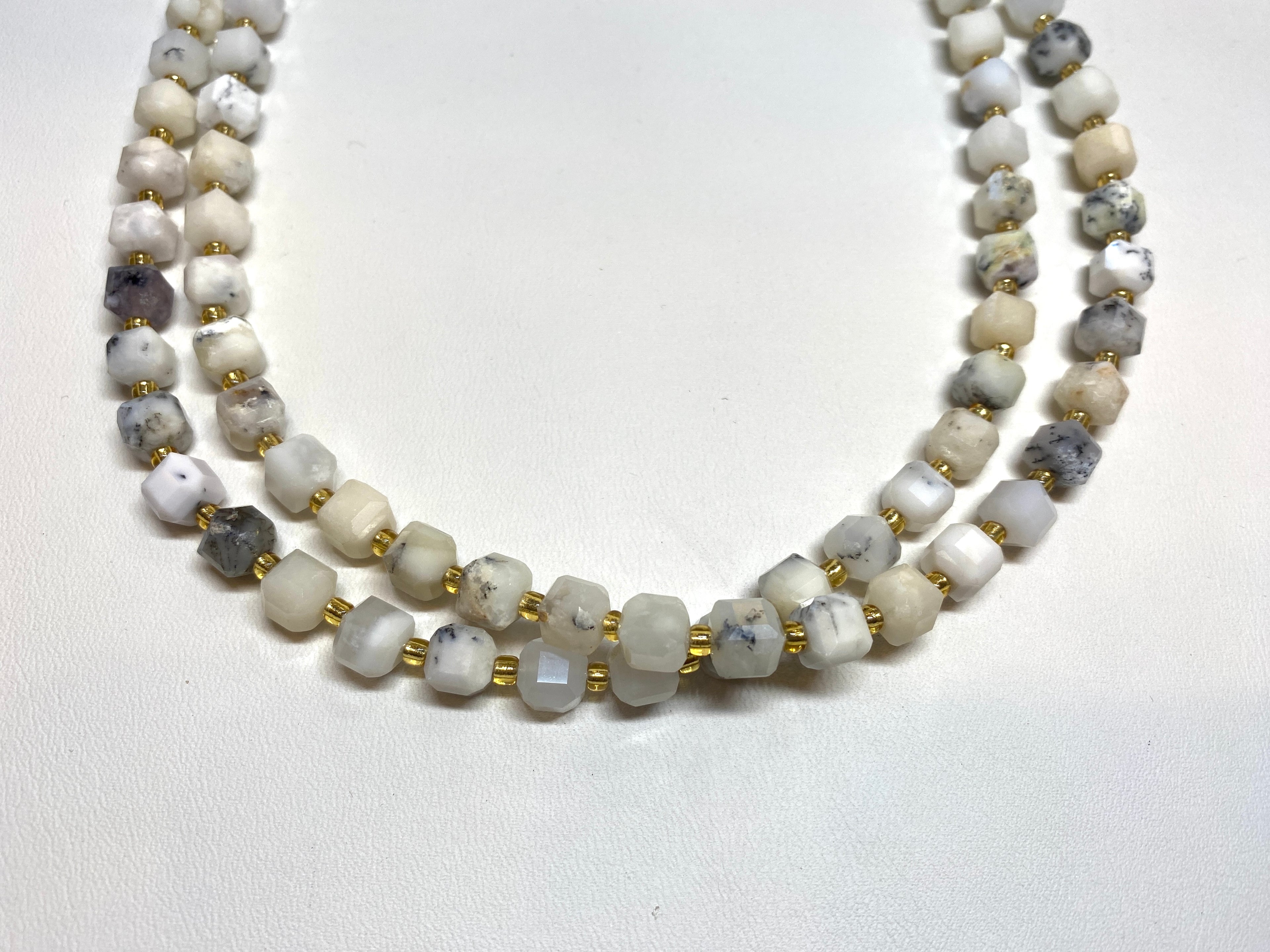 White Opal Faceted Cubes 6mm
