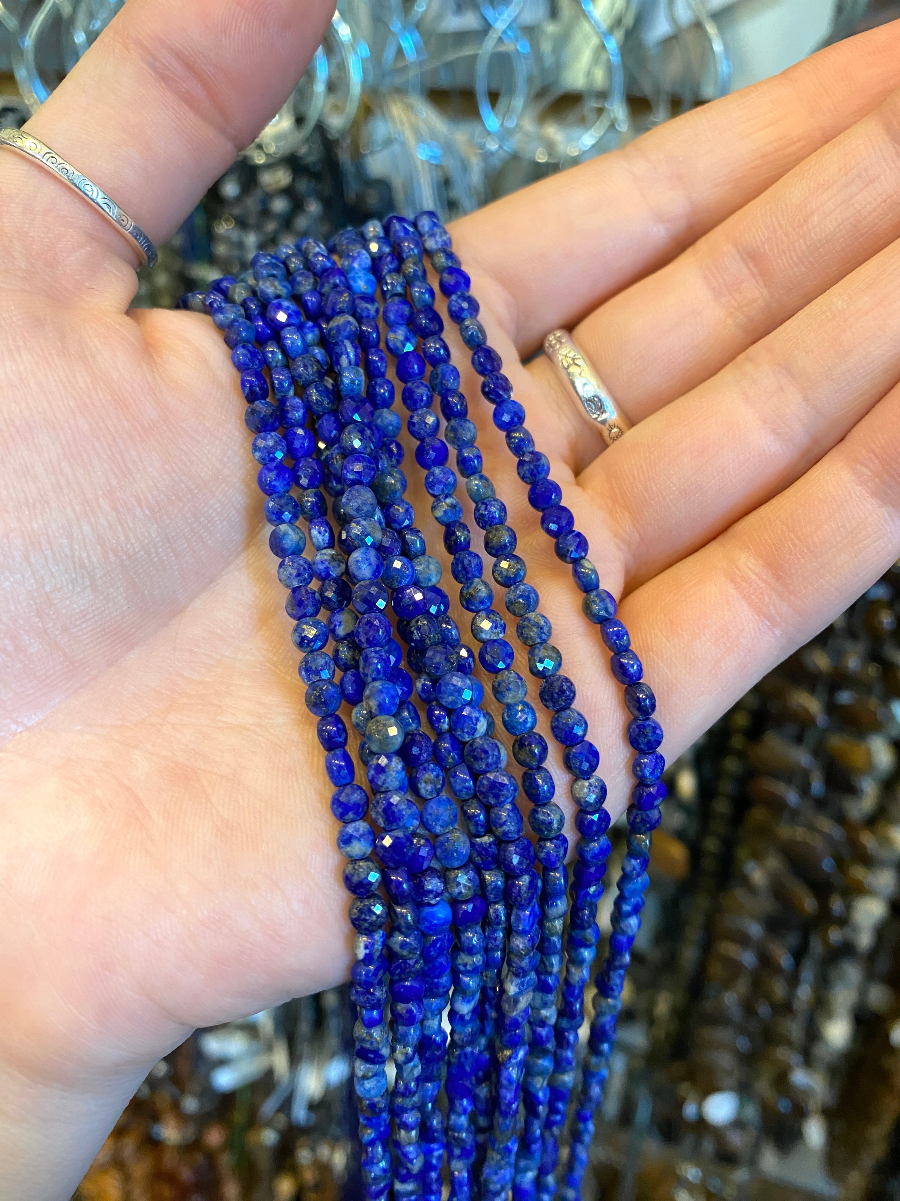 Lapis Faceted Coins - 4mm
