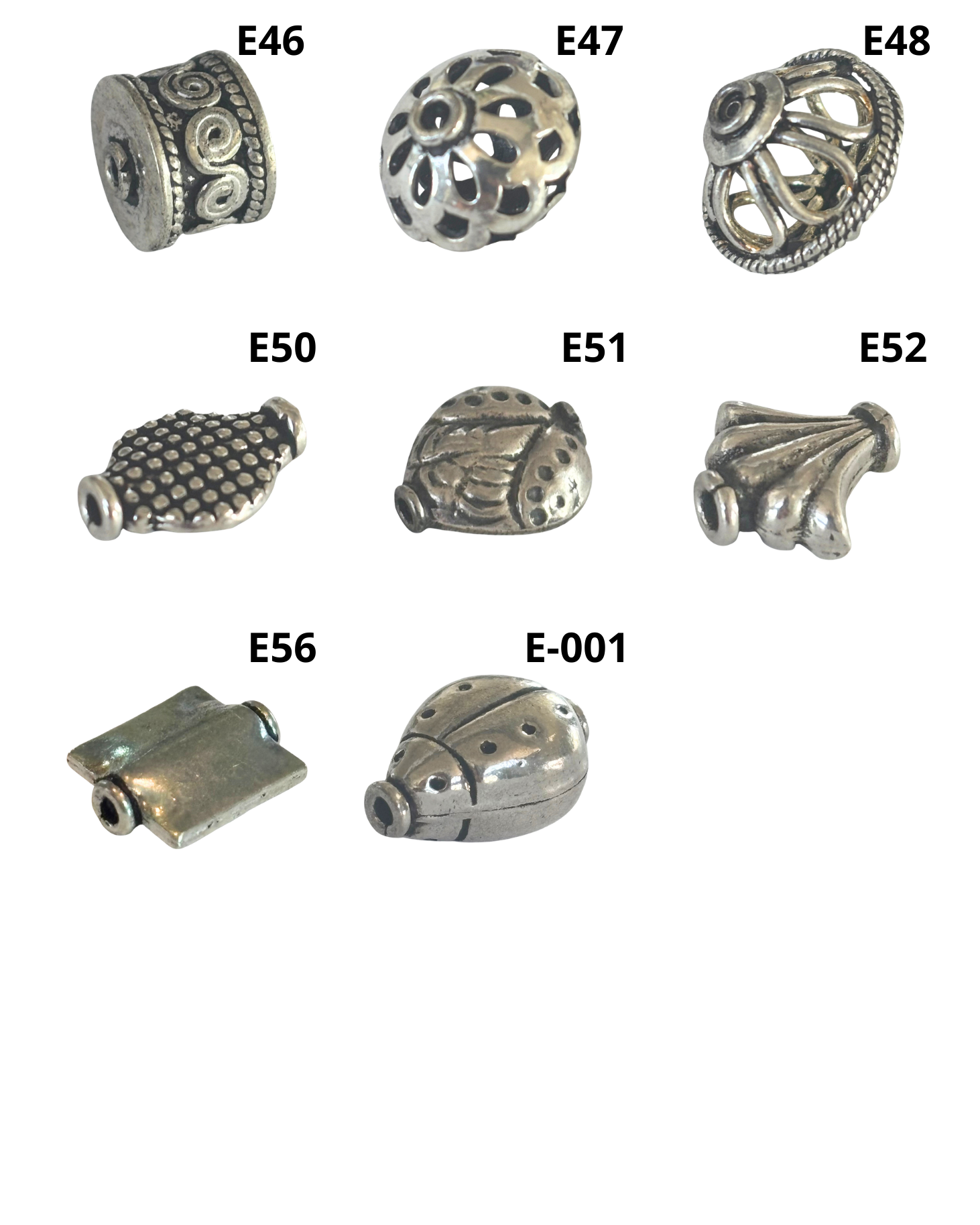 Bali Silver: Shaped Beads (pack)