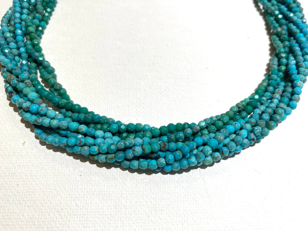 Natural Turquoise Faceted Rounds - 3mm