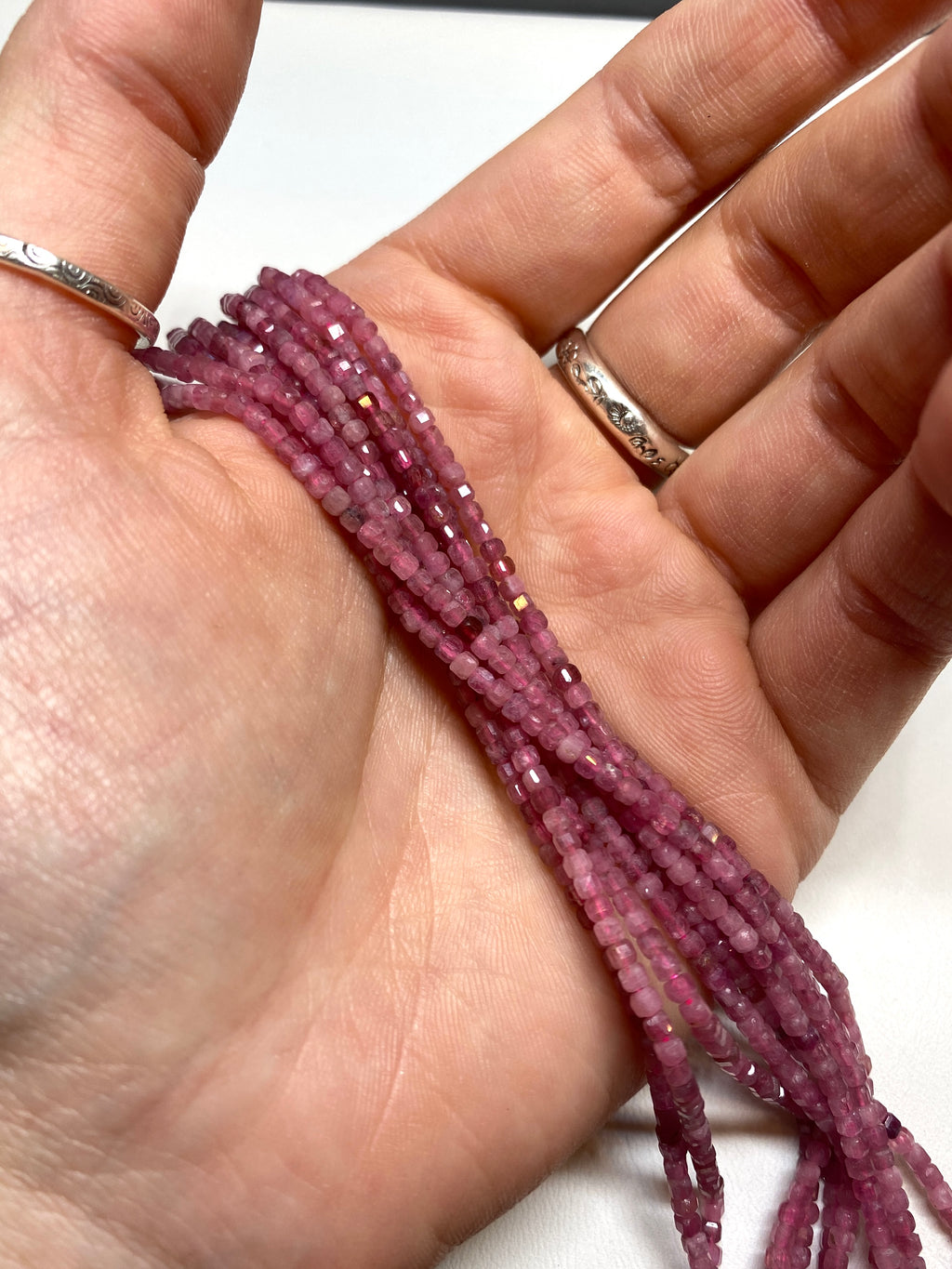 Pink Tourmaline Tiny Faceted Cubes