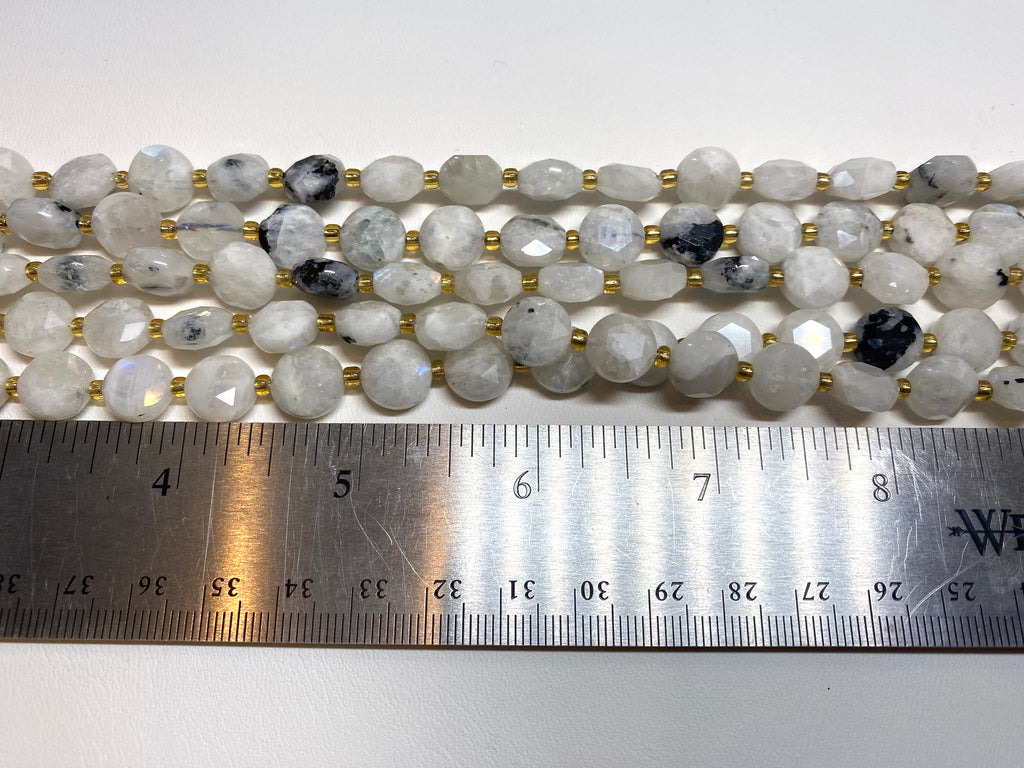 Moonstone Faceted Coins 10mm