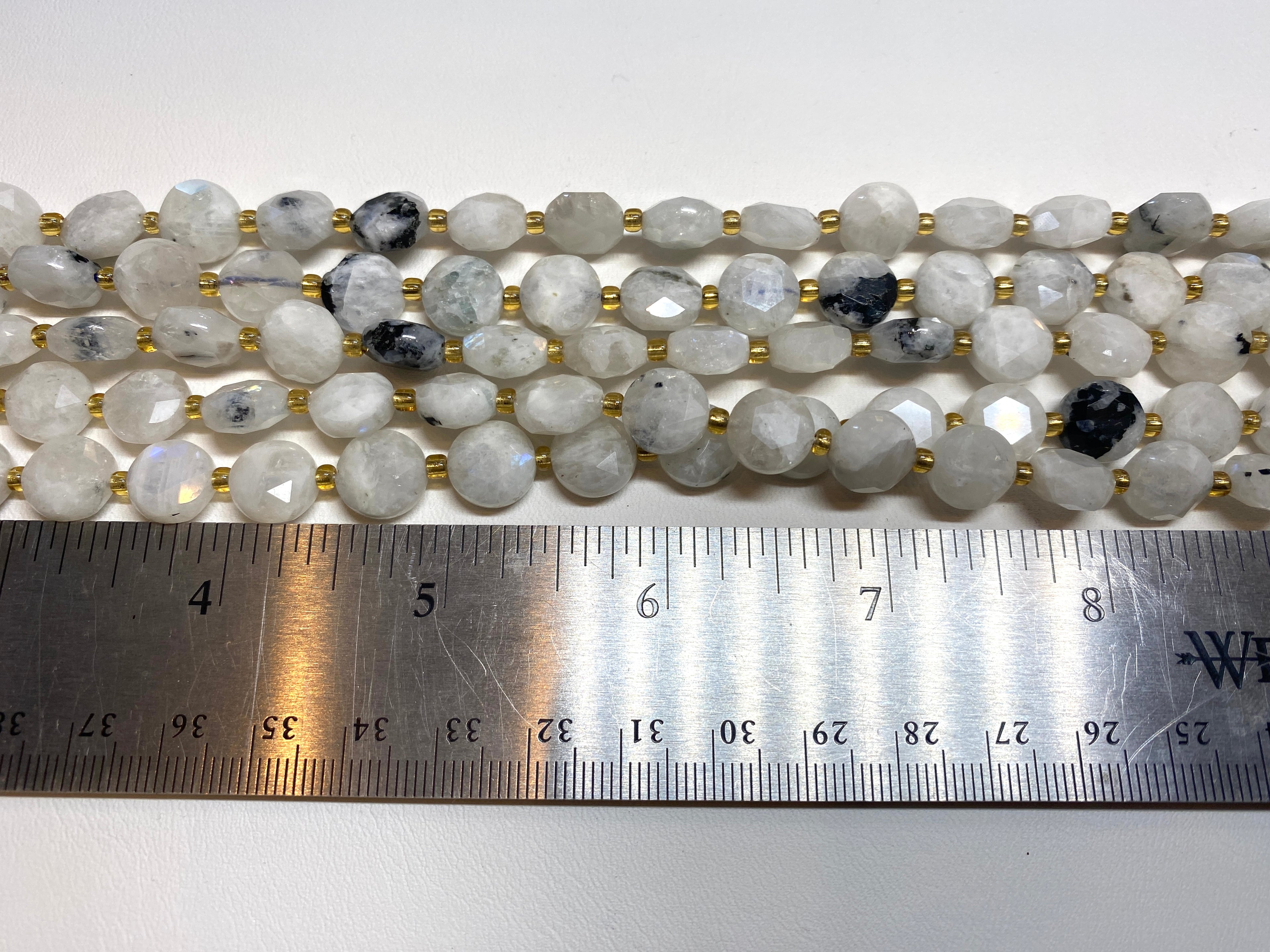 Moonstone Faceted Coins 10mm