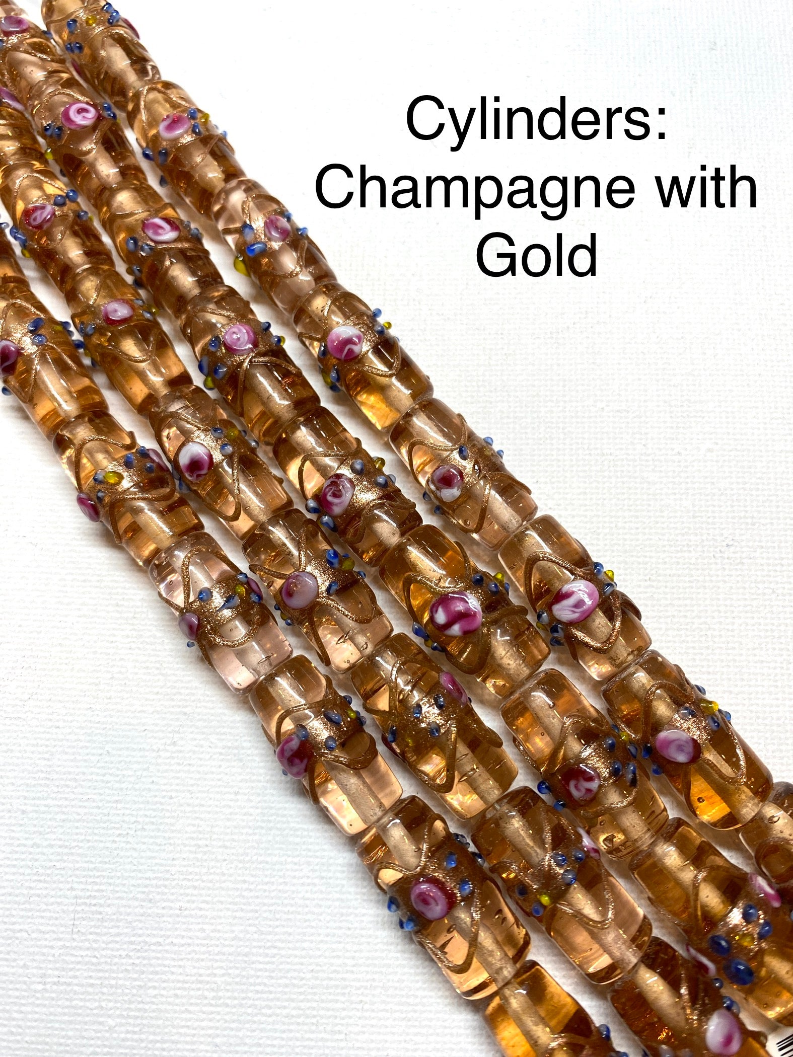 Venetian Style Glass Beads - Cylinders