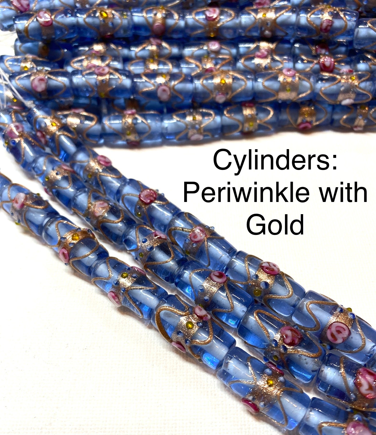Venetian Style Glass Beads - Cylinders