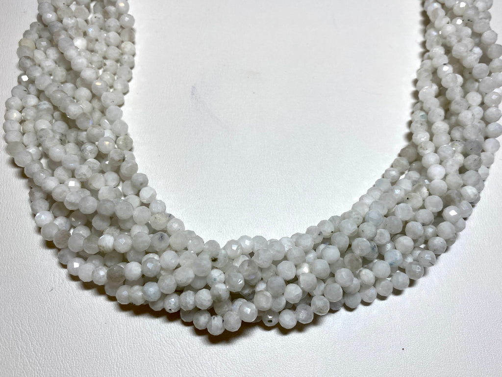 White Moonstone Faceted Rounds - 4mm