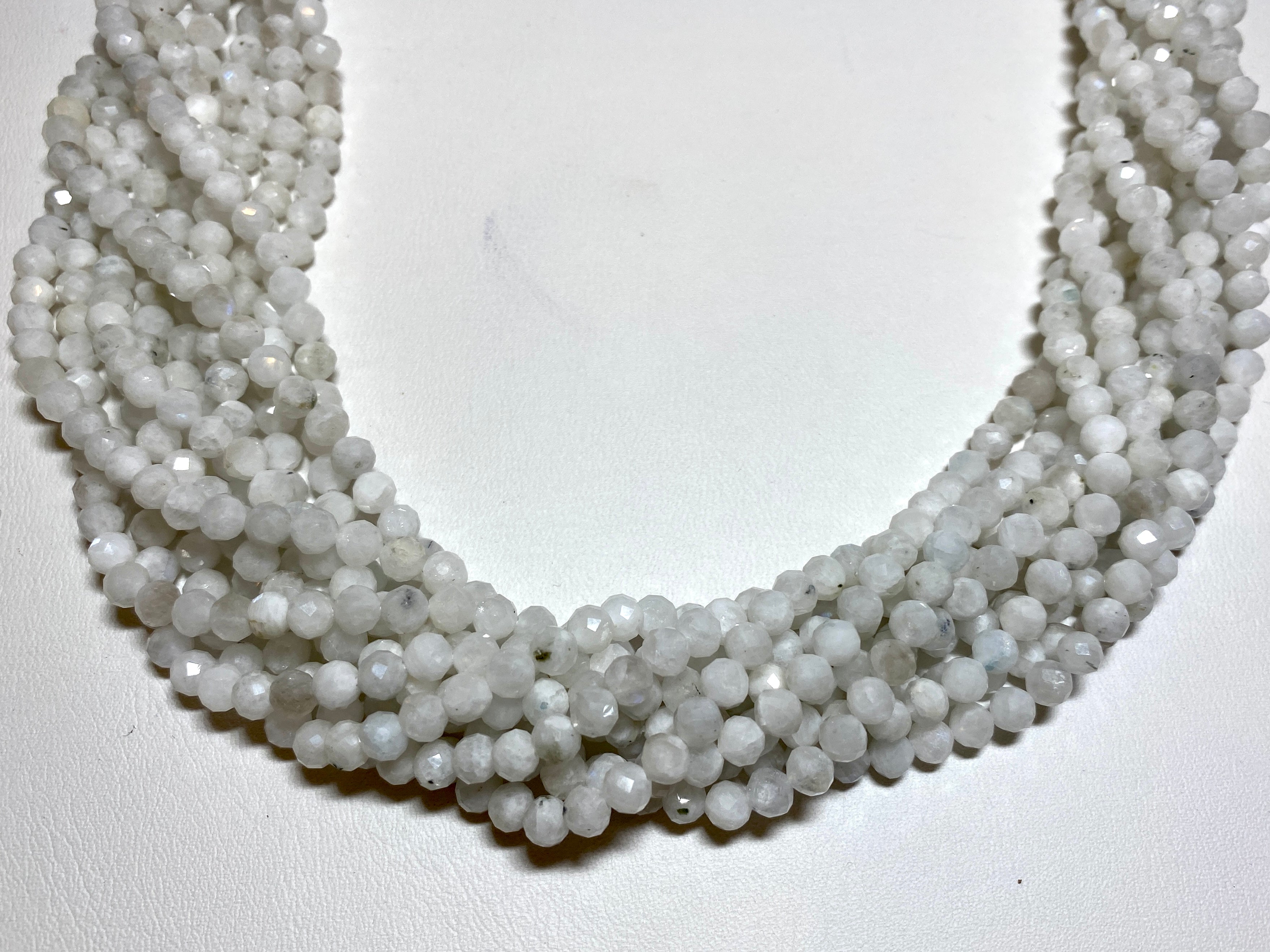 White Moonstone Faceted Rounds - 4mm