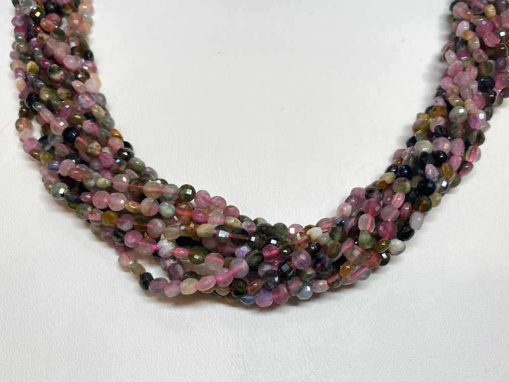 Tourmaline Faceted Coins 4mm