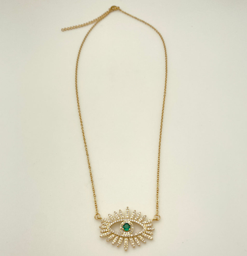 Plated Stainless Evil Eye Necklace - 18"