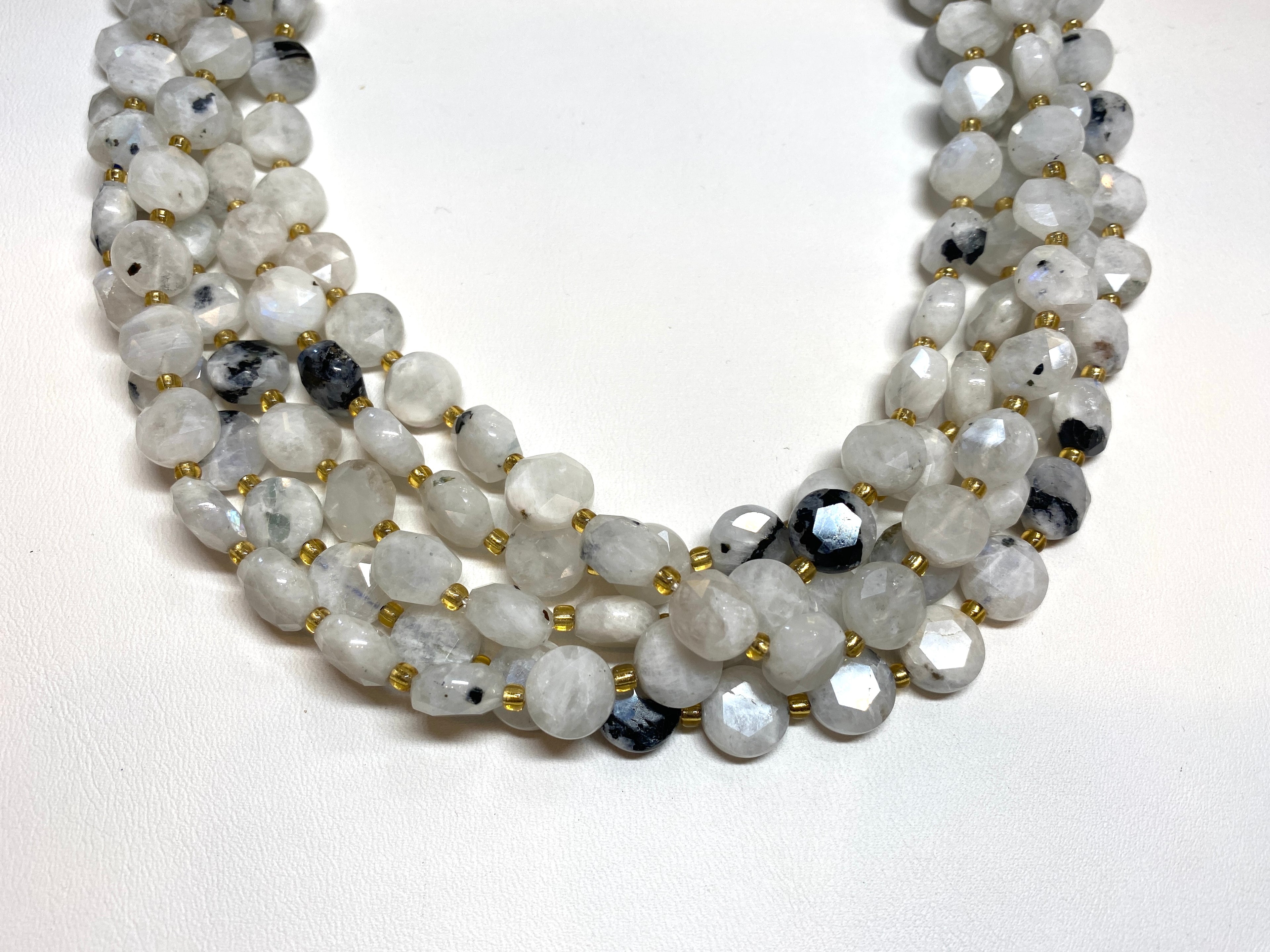 Moonstone Faceted Coins 10mm