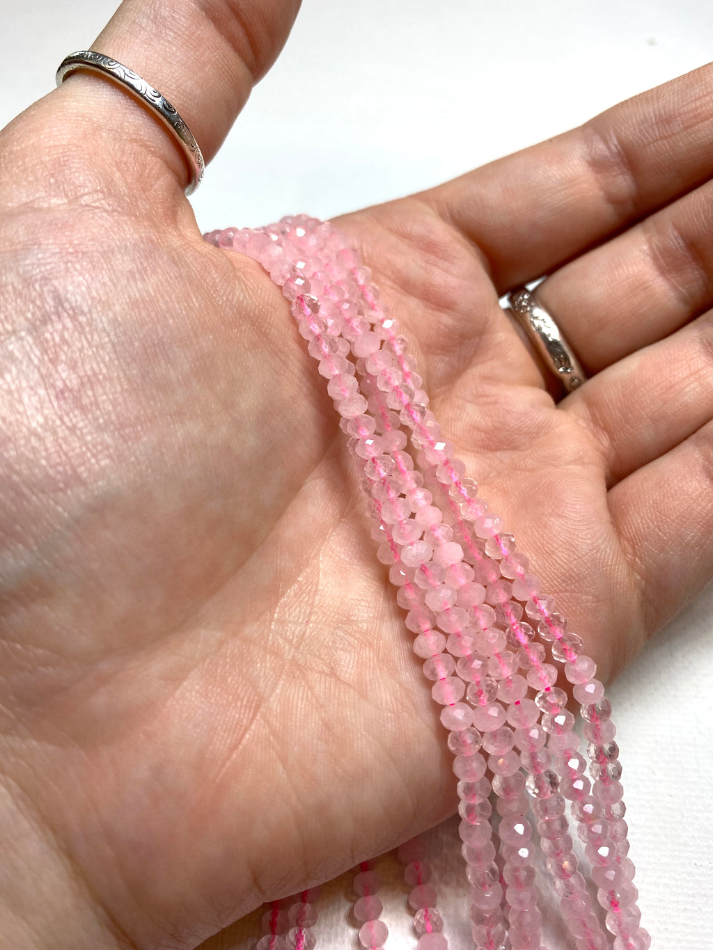 Rose Quartz - Faceted Rondelles