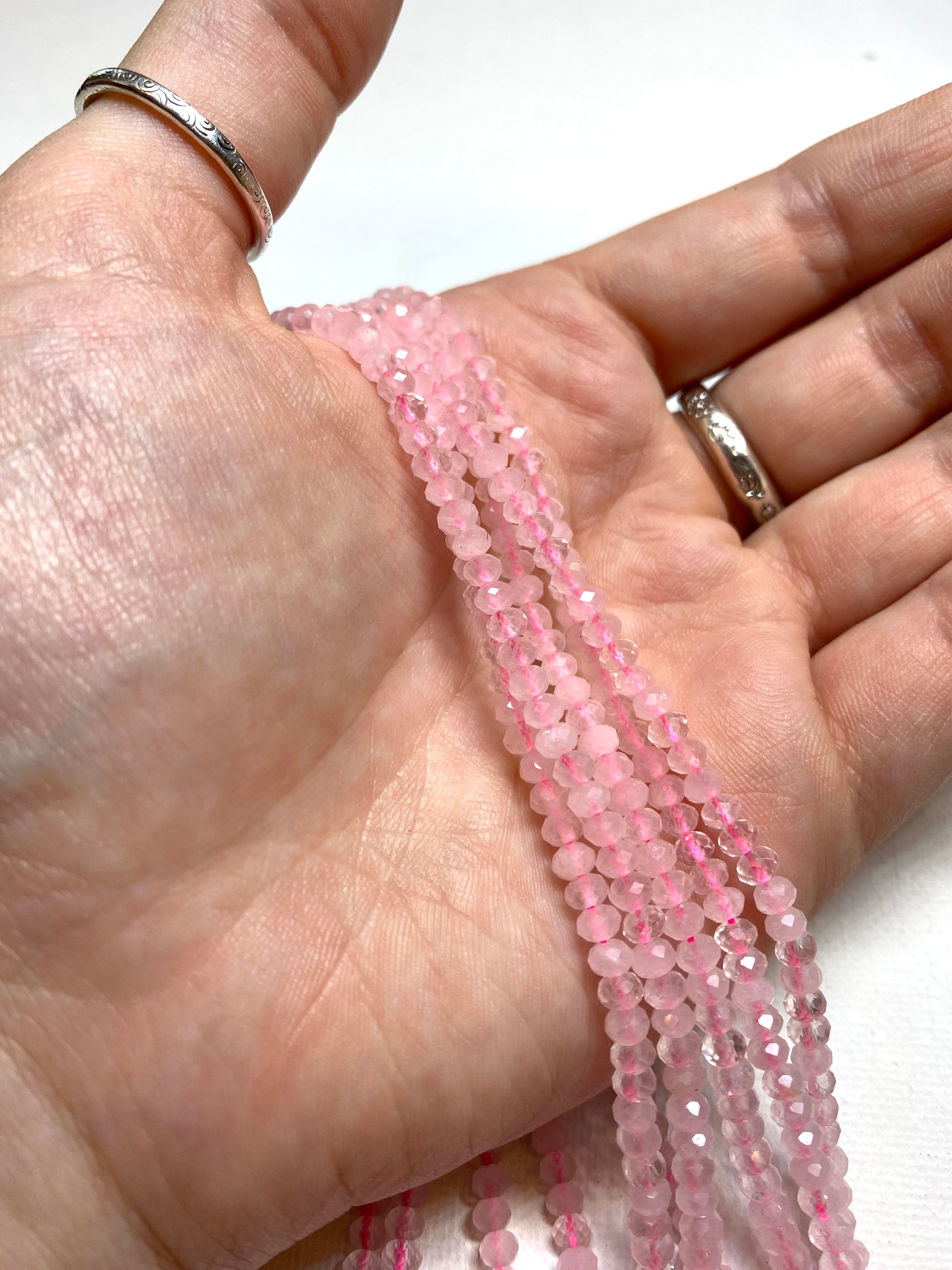 Rose Quartz - Faceted Rondelles