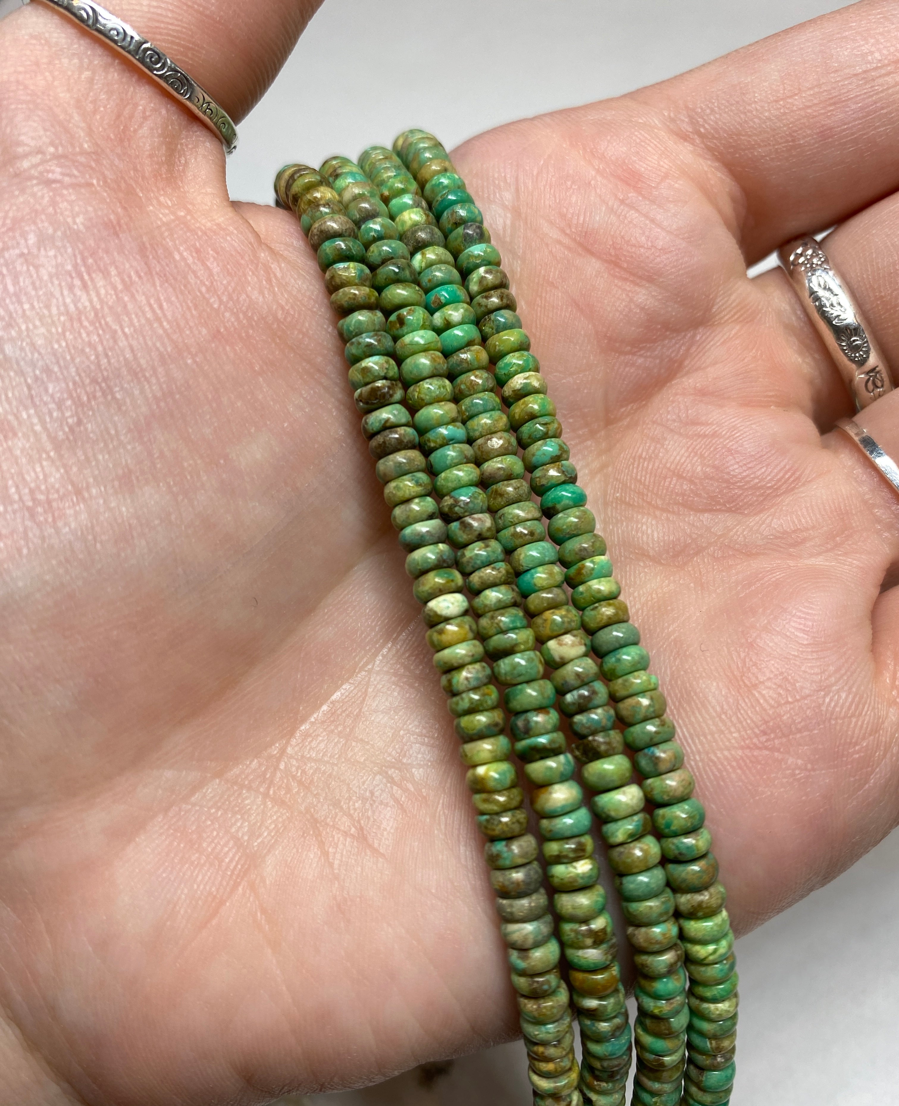 Natural Turquoise Rondelles (Green) - 4x2mm