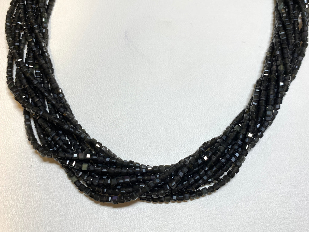 Rainbow Obsidian Tiny Faceted Cubes 2mm