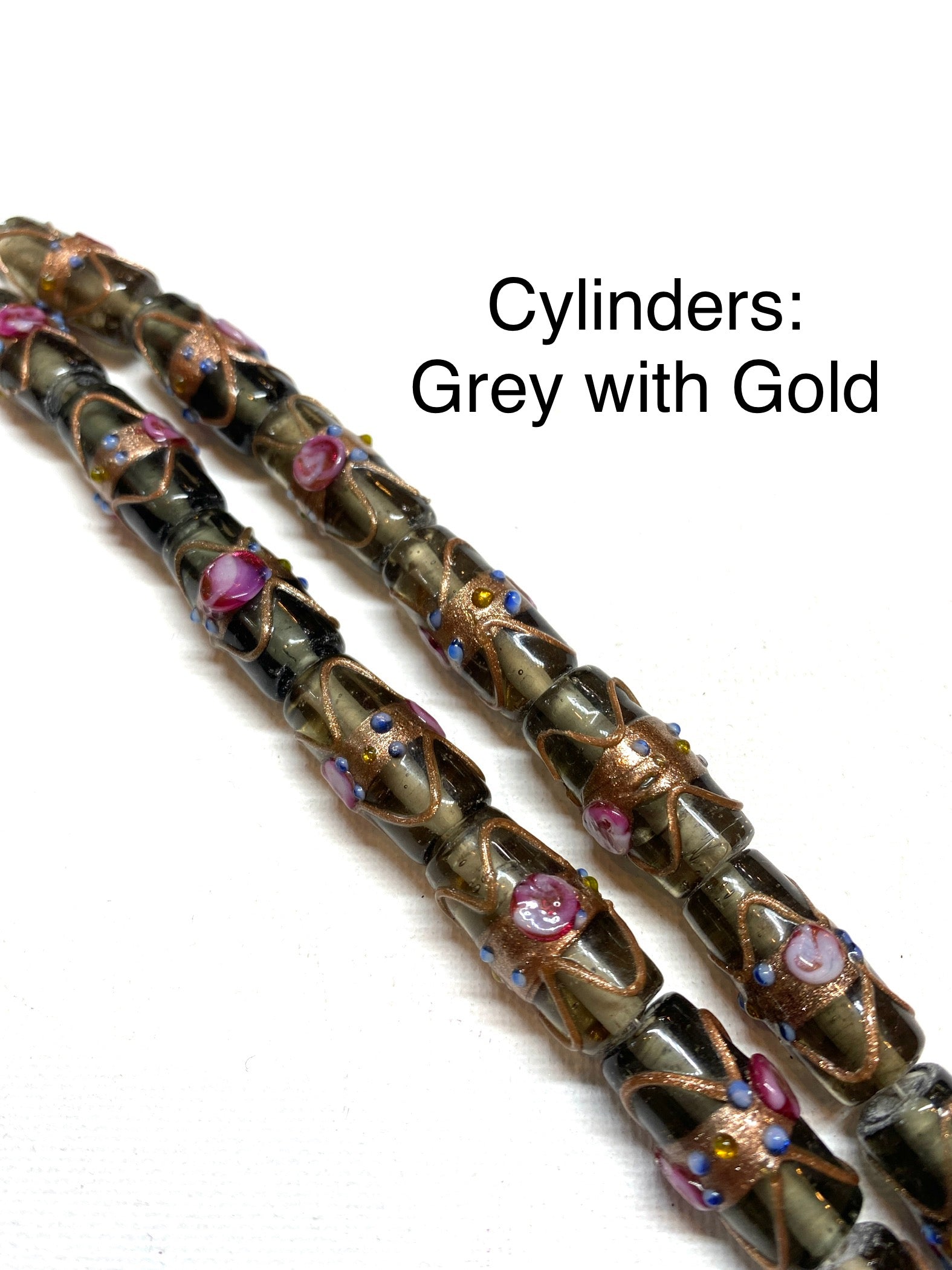 Venetian Style Glass Beads - Cylinders