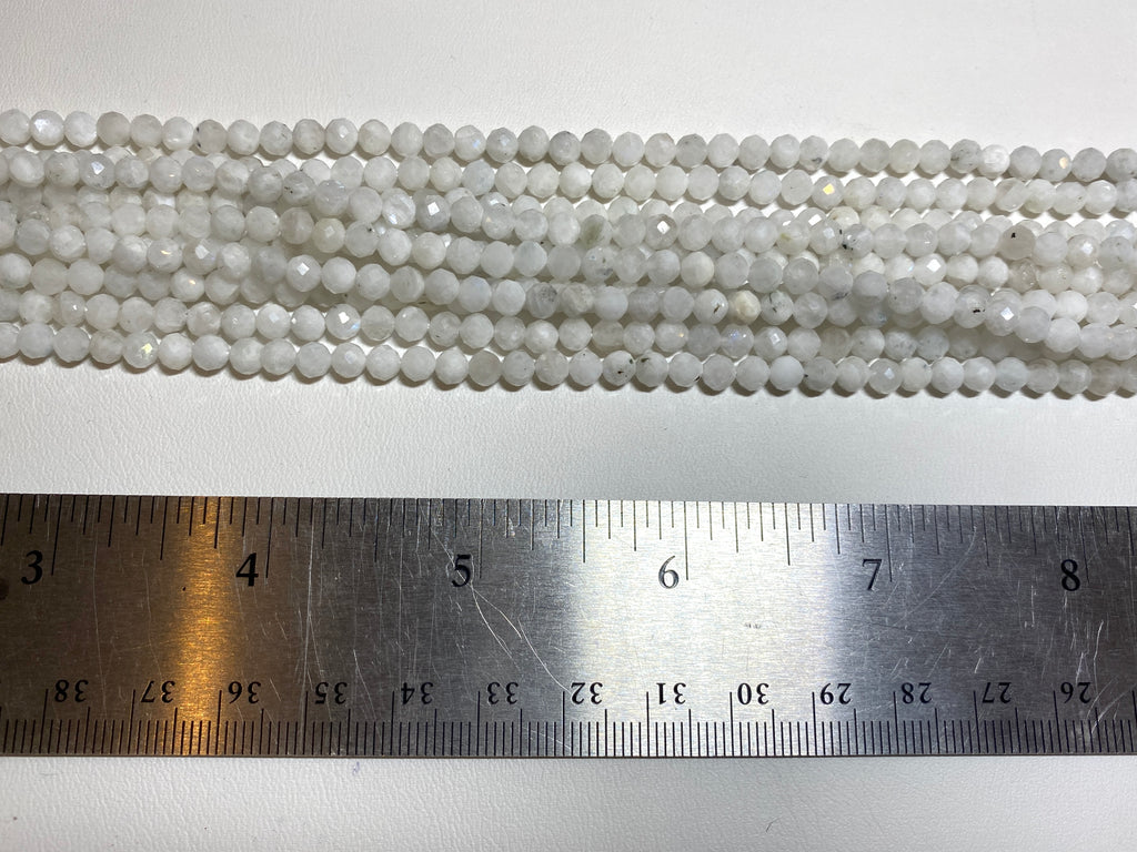 White Moonstone Faceted Rounds - 4mm