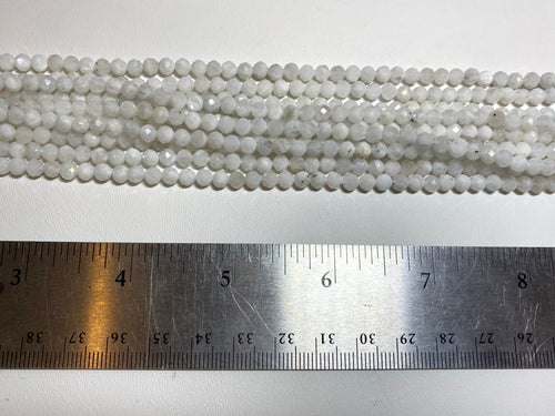 White Moonstone Faceted Rounds - 4mm