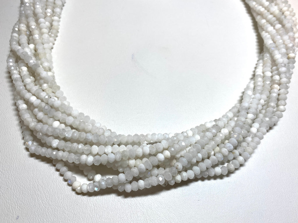 Moonstone Faceted Rondelles 3x4mm