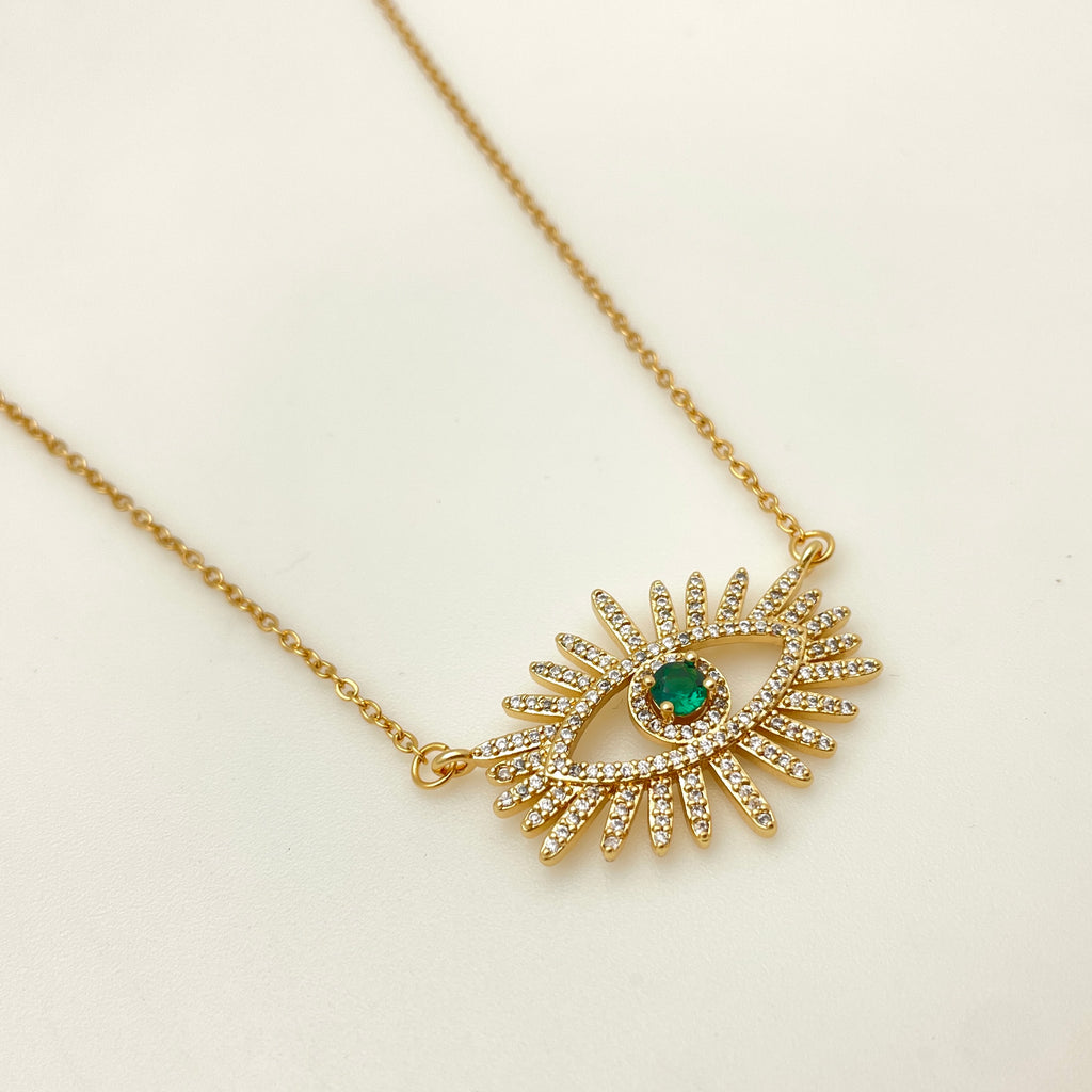 Plated Stainless Evil Eye Necklace - 18"