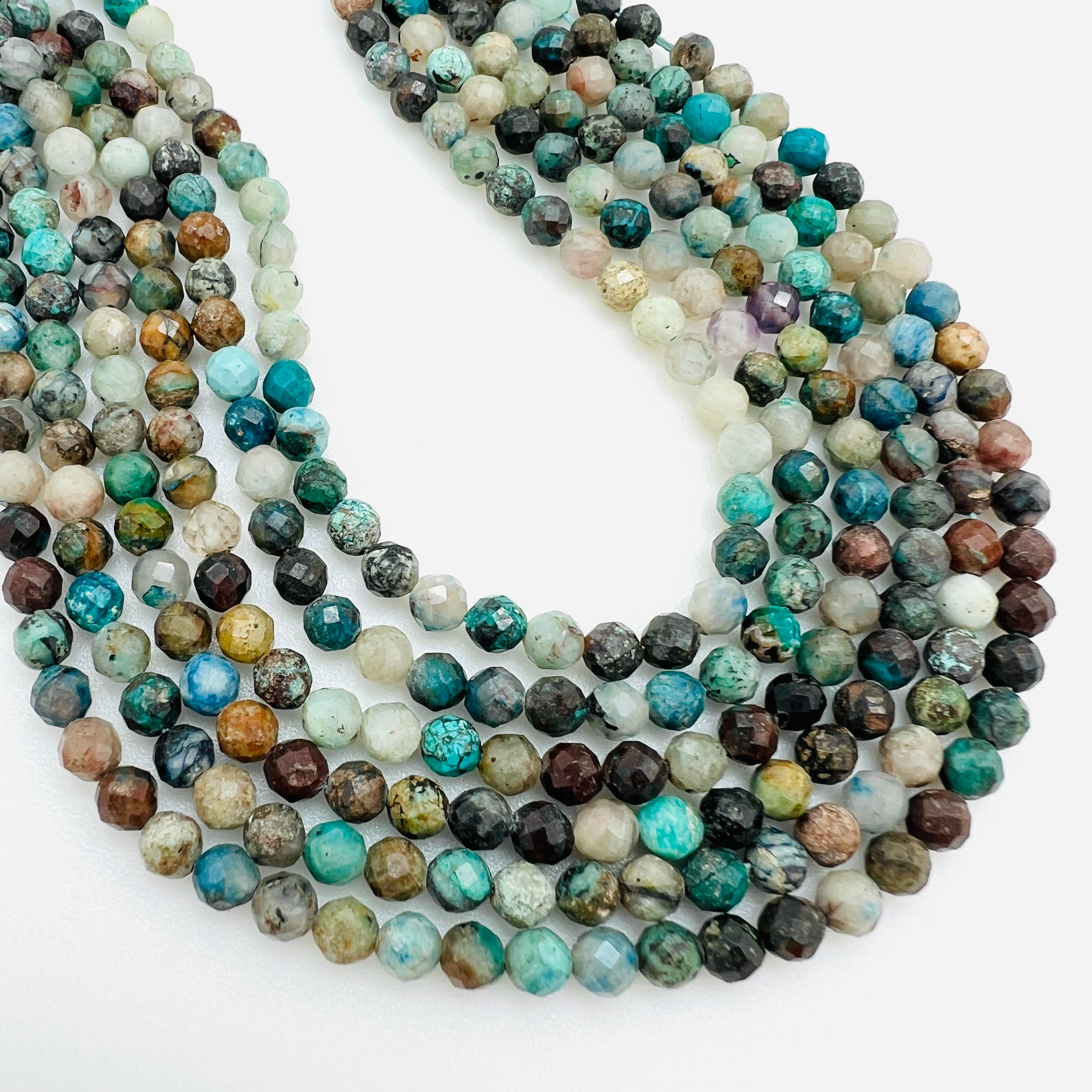 Chrysocolla Faceted Rounds - 4mm