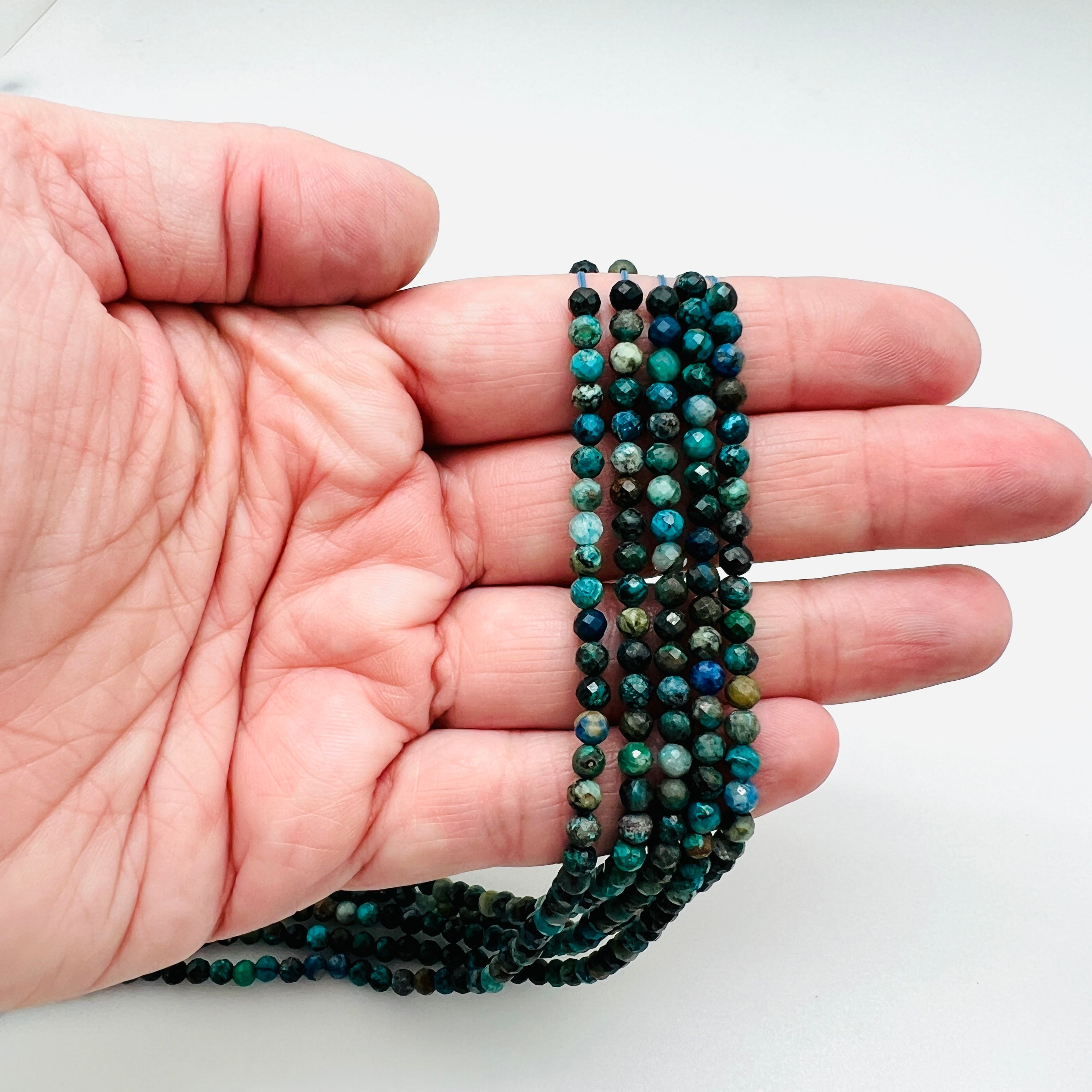 Chrysocolla (A Grade) Faceted Rounds - 3.5mm