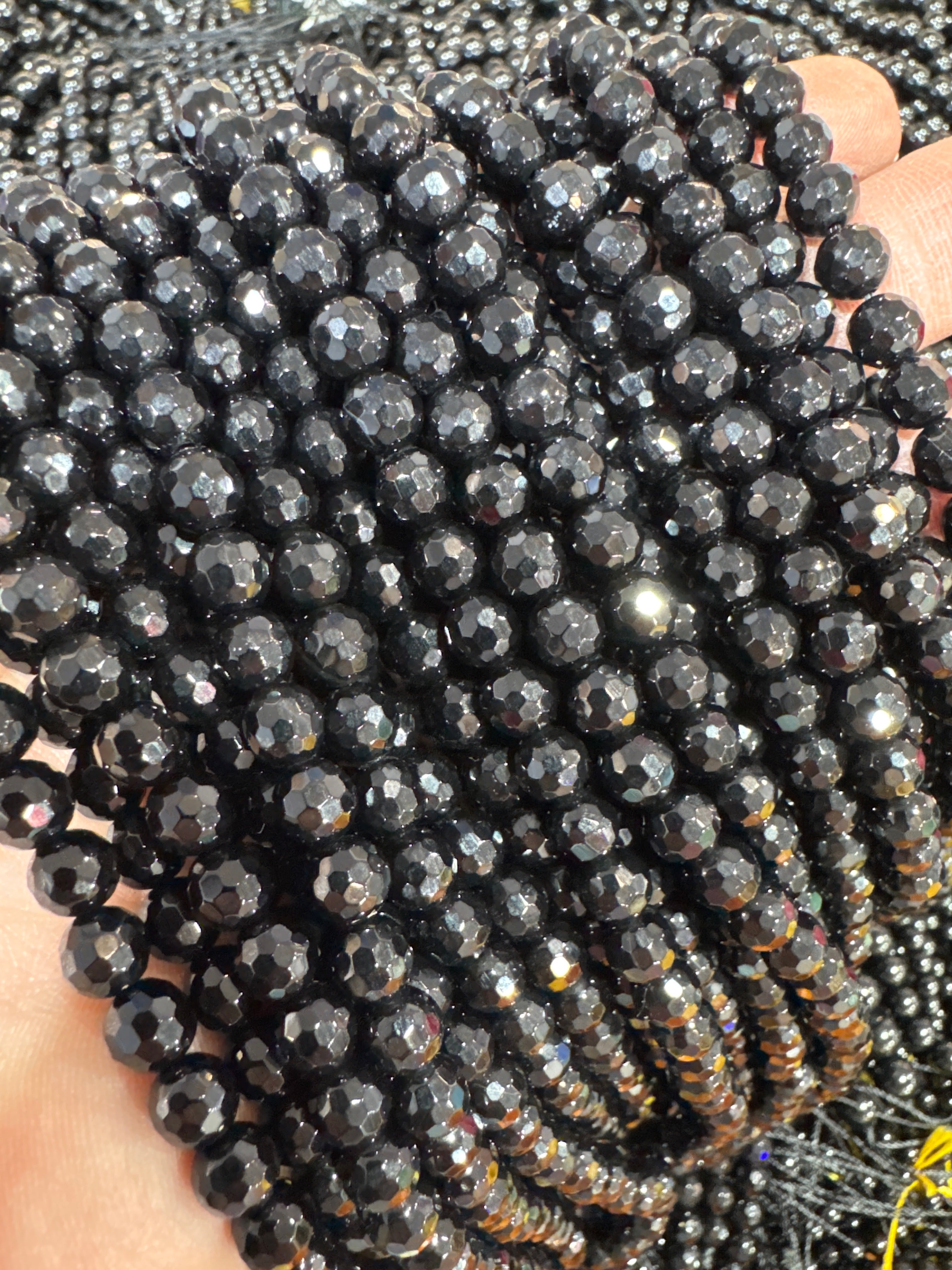 A Grade Black Onyx - Faceted Rounds