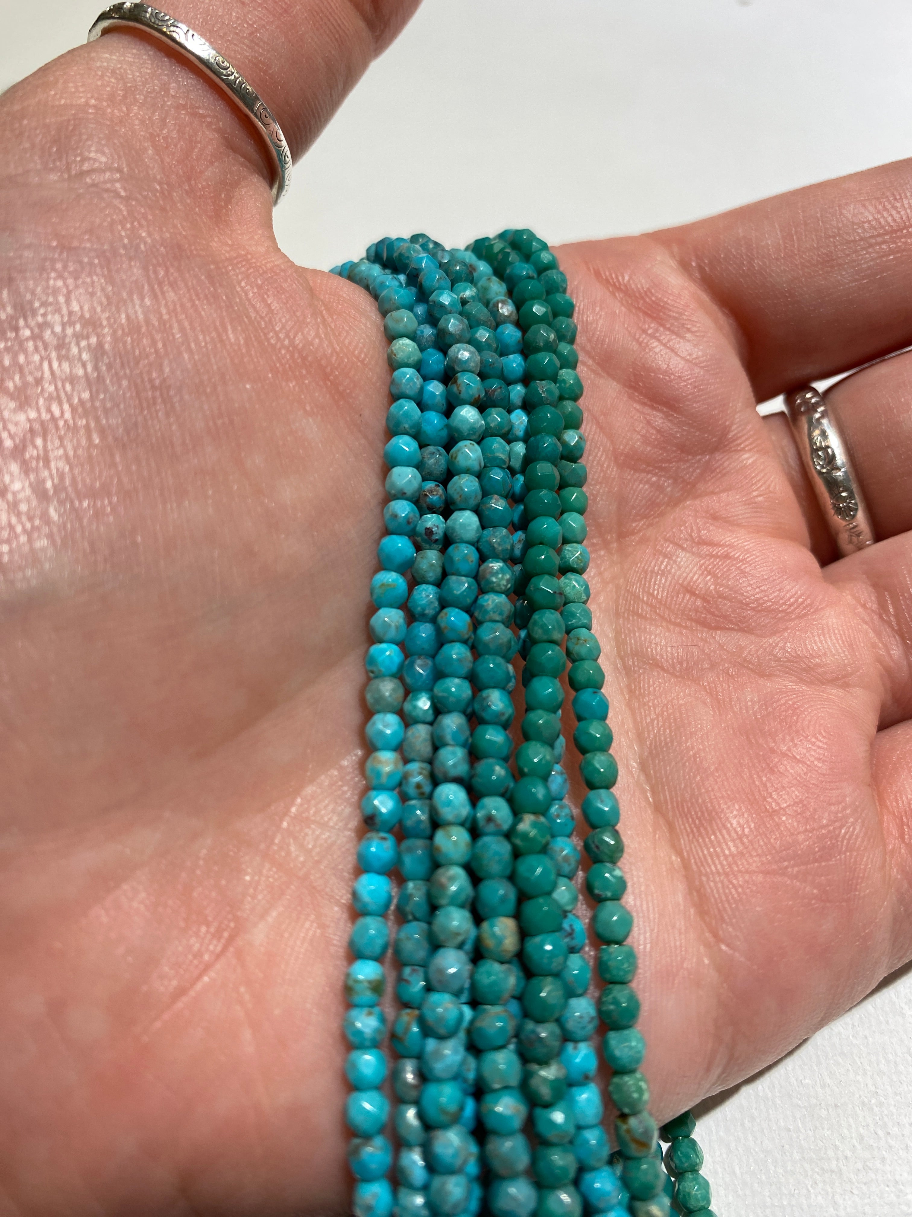 Natural Turquoise Faceted Rounds - 3mm