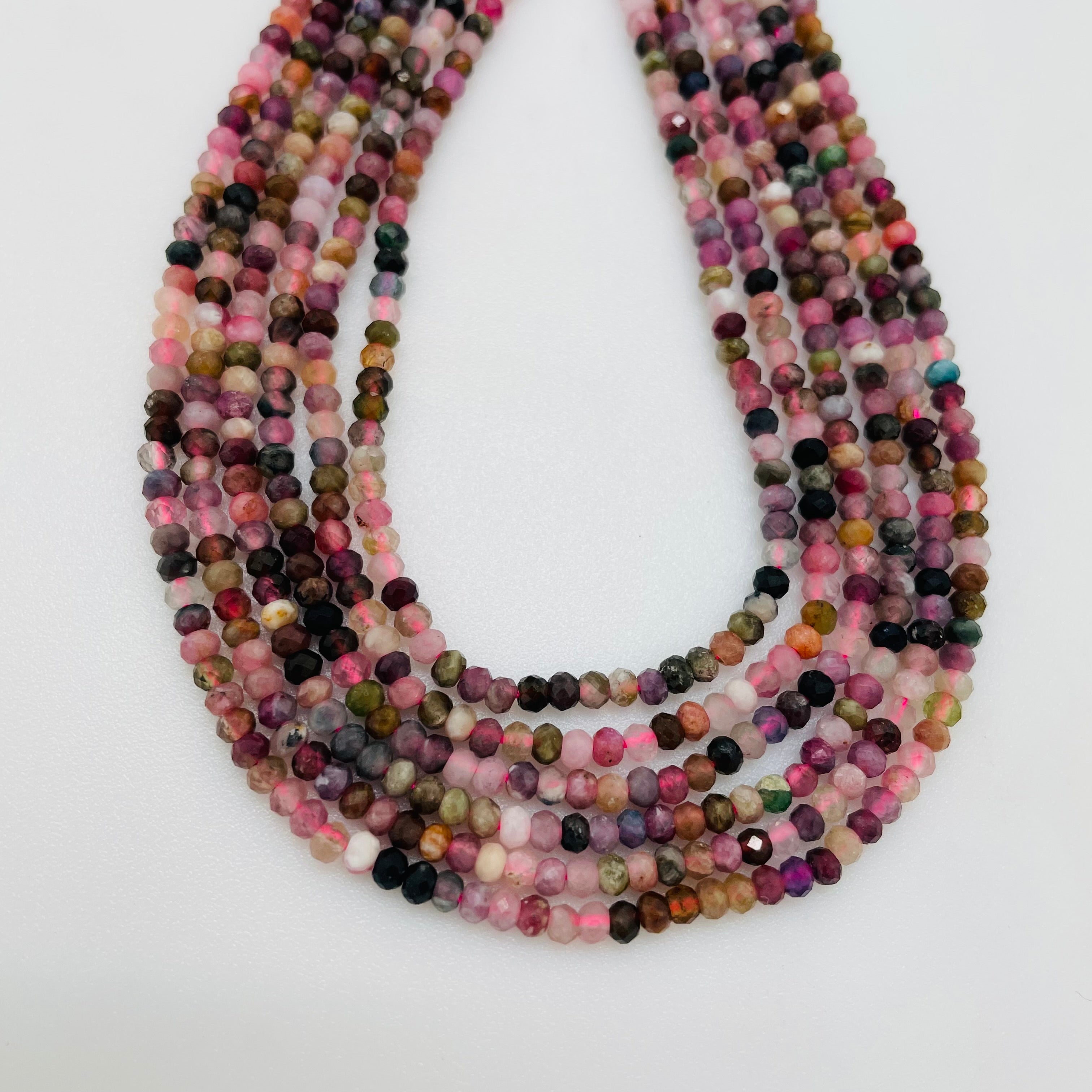 Faceted Tourmaline Rondelles - 3x2mm