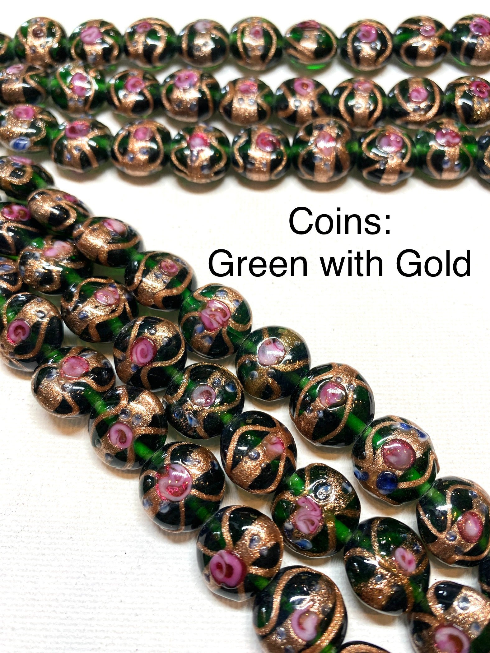 Venetian Style Glass Beads - Coins