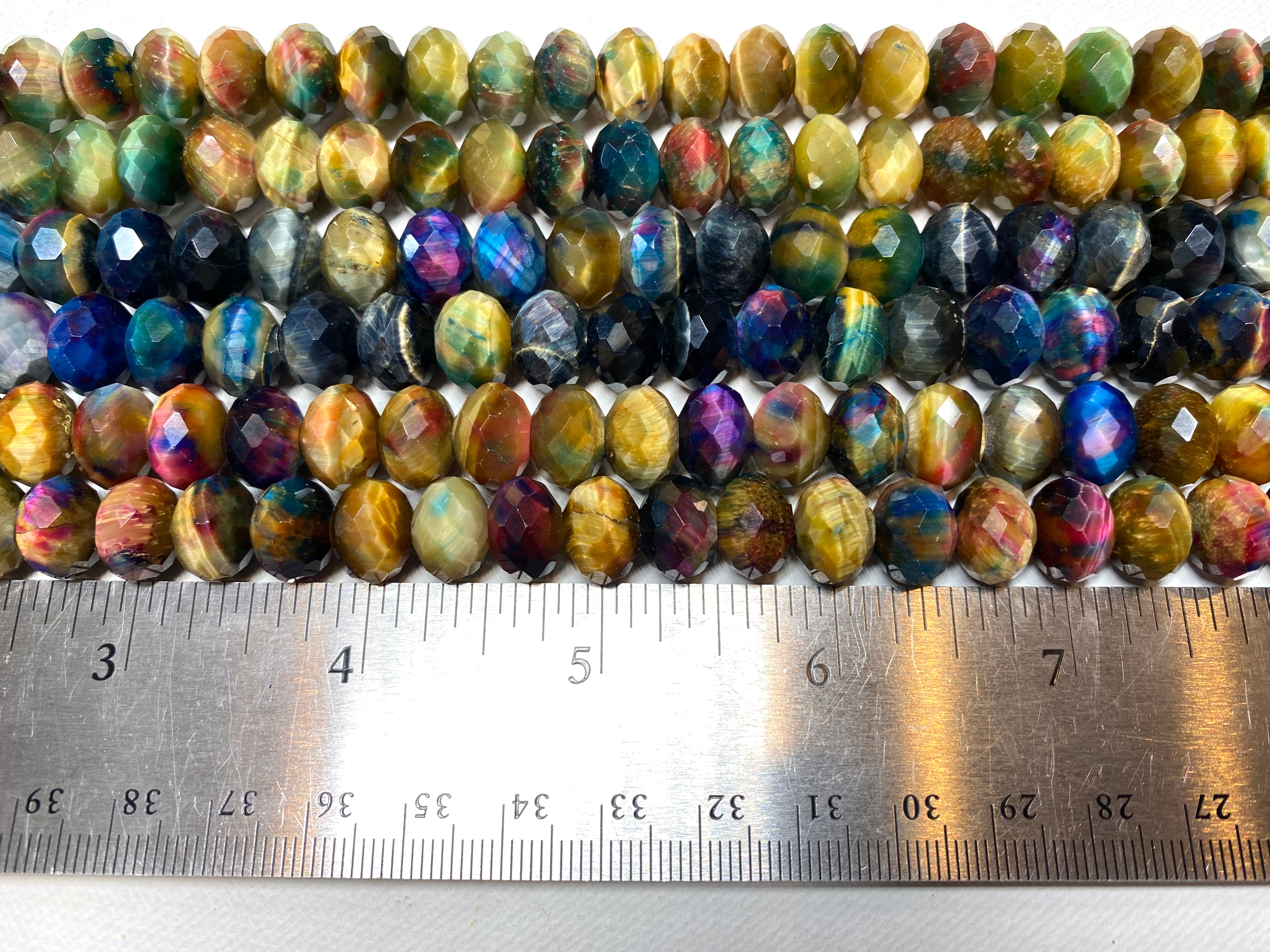 Galaxy Dyed Tiger's Eye Faceted Rondelles