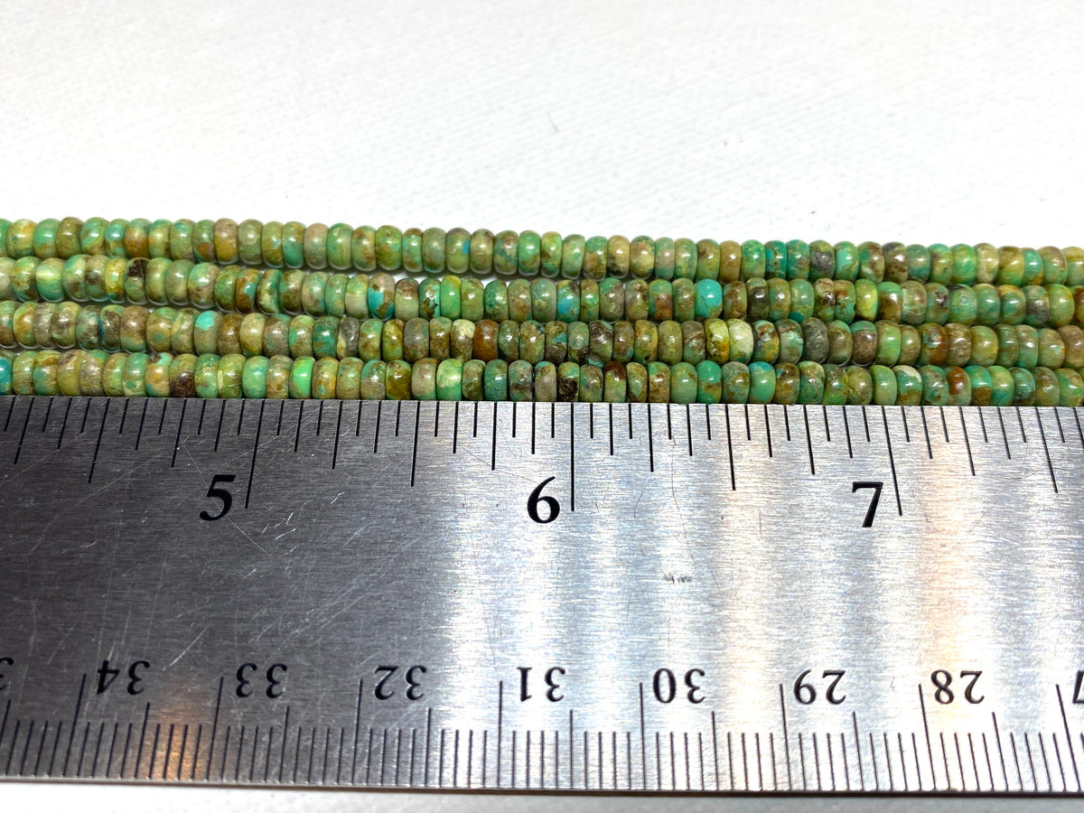 Natural Turquoise Rondelles (Green) - 4x2mm