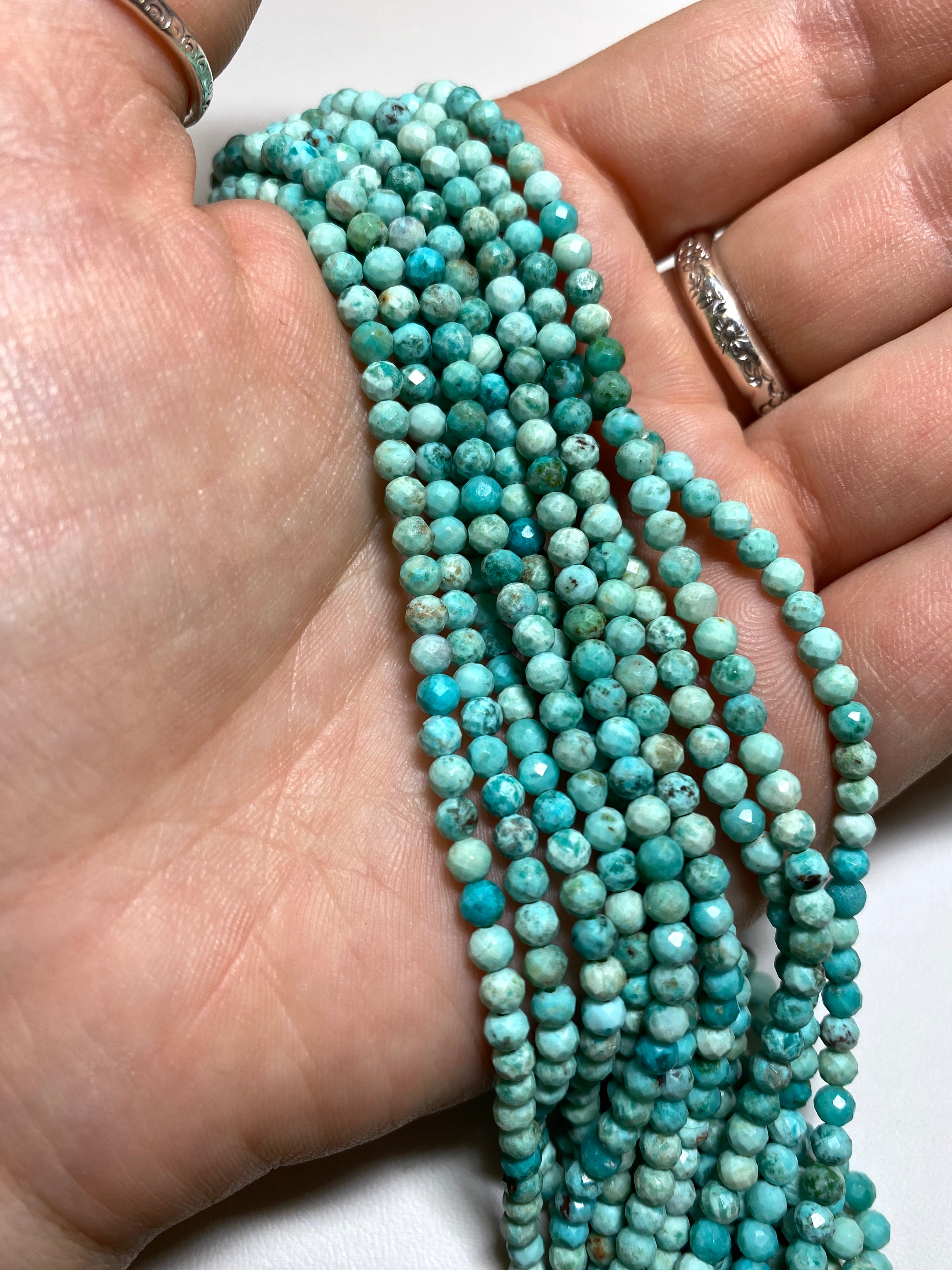 Turquoise (Natural Peruvian) Faceted Rounds 3mm