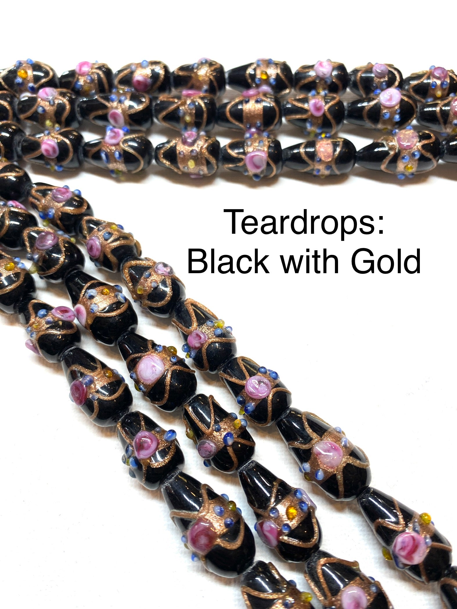 Venetian Style Glass Beads - Teardrops