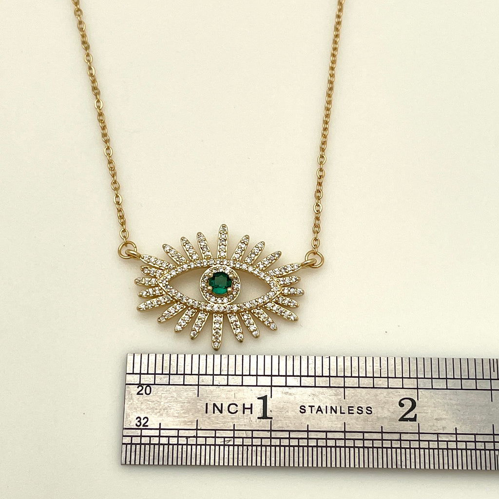 Plated Stainless Evil Eye Necklace - 18"