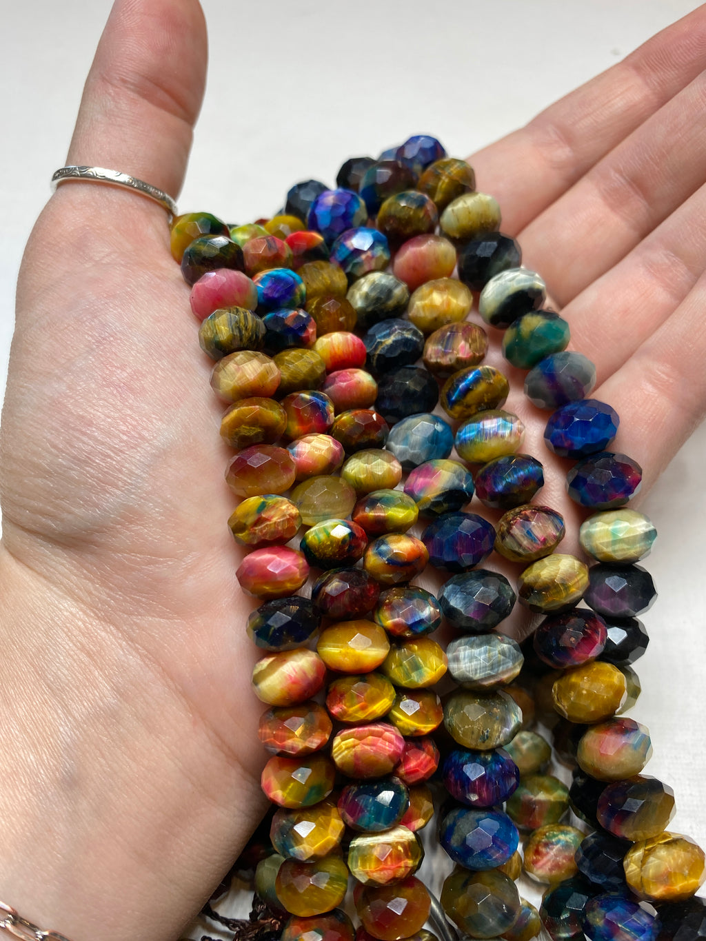 Galaxy Dyed Tiger's Eye Faceted Rondelles