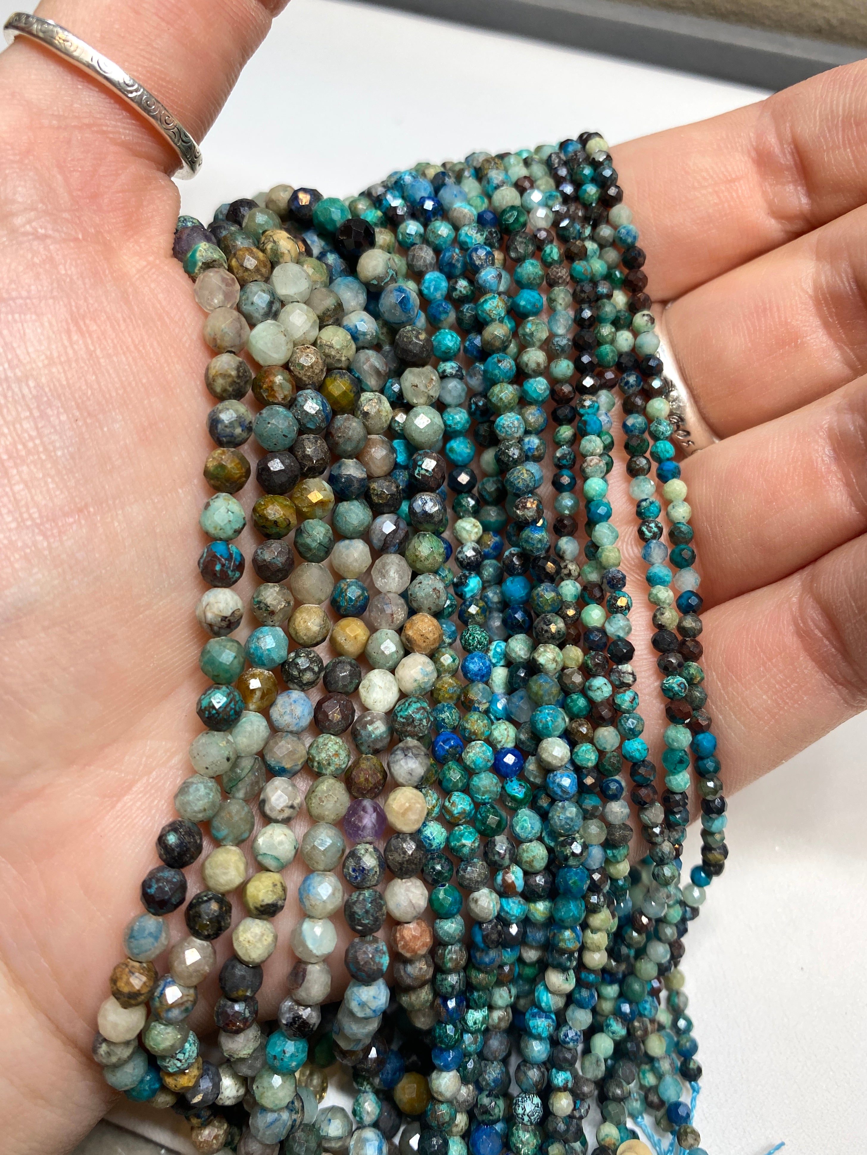 Azurite Tiny Faceted Rounds