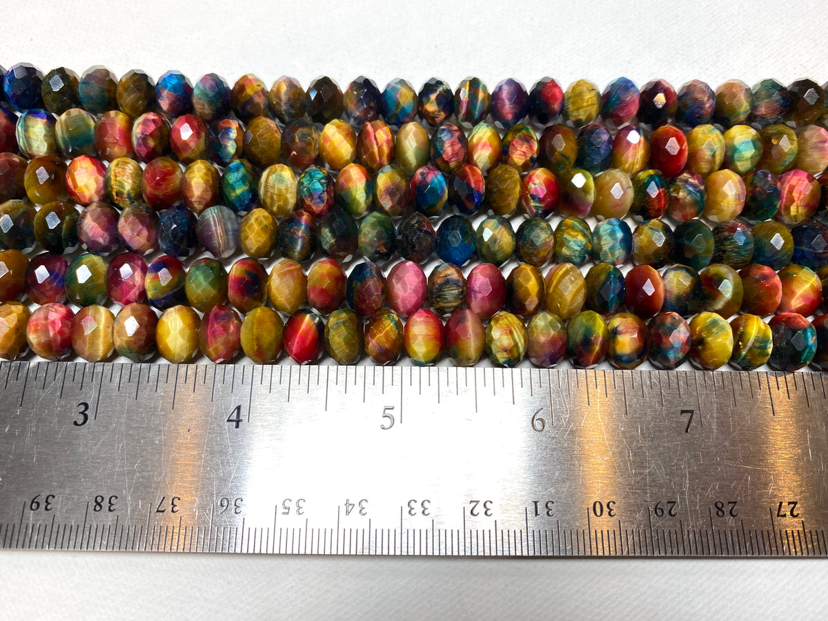 Galaxy Dyed Tiger's Eye Faceted Rondelles
