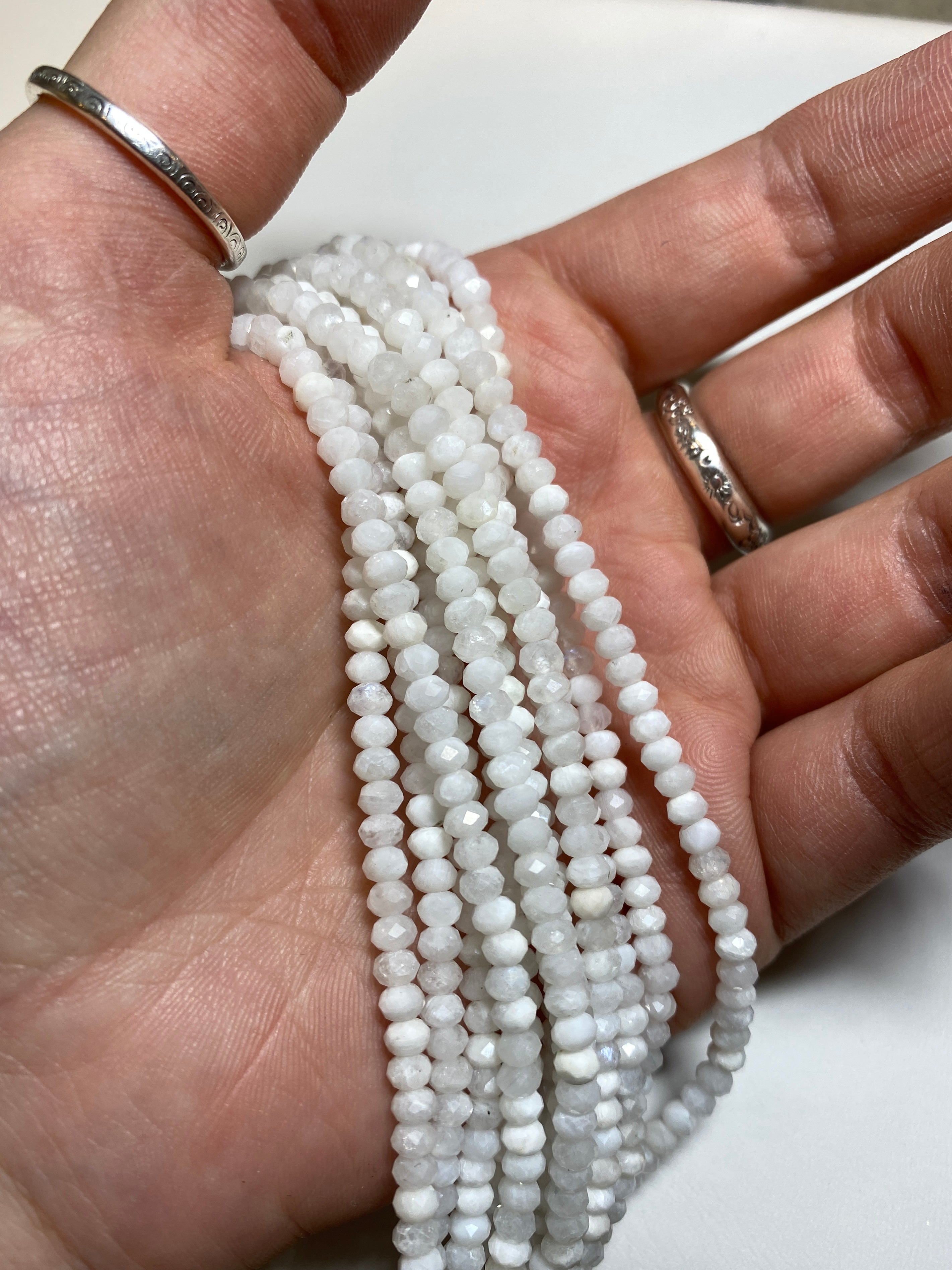 Moonstone Faceted Rondelles 3x4mm